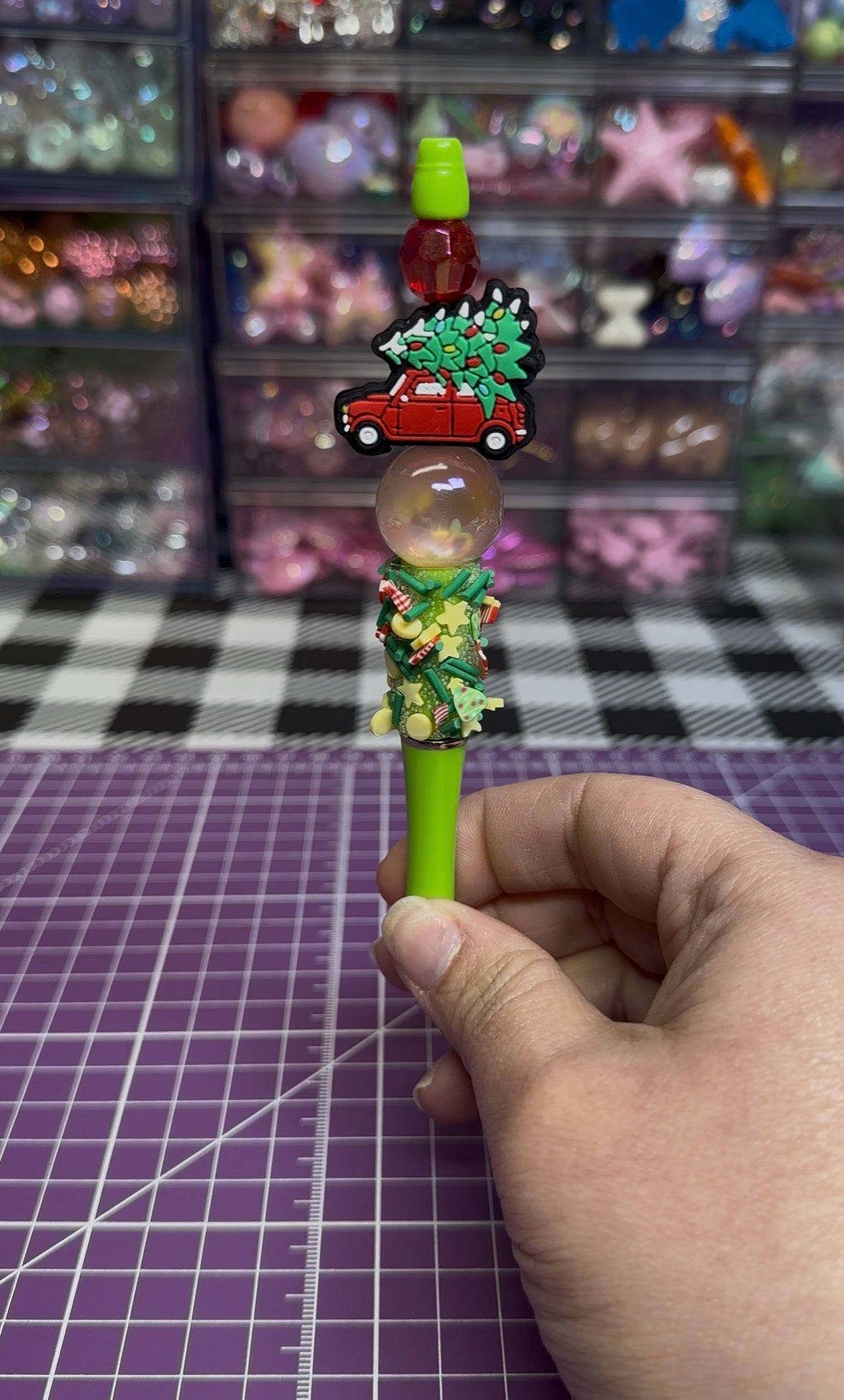 Beaded Pens with Christmas/Holiday Theme