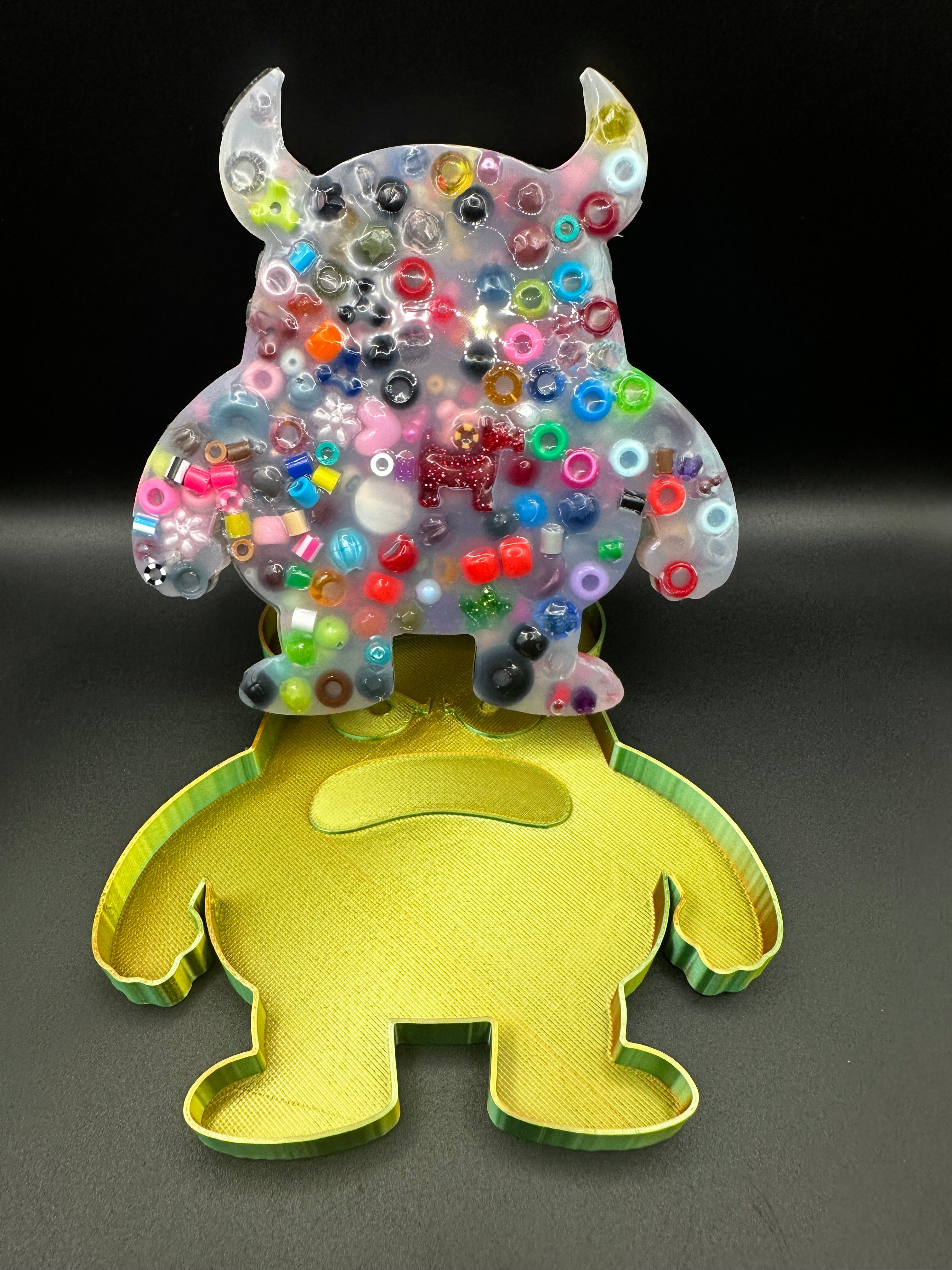 Large Angry Monster Picky Bestie (Not Remeltable)- Colors May Vary. Limited Edition Fidget Toy for Anxiety Skin Picking Habits with 3D Printed Trays for Refills.