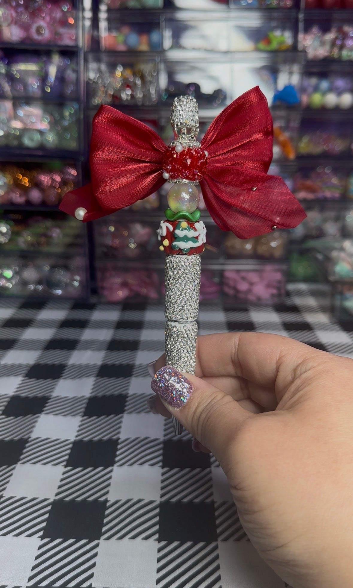 Beaded Pens with Christmas/Holiday Theme