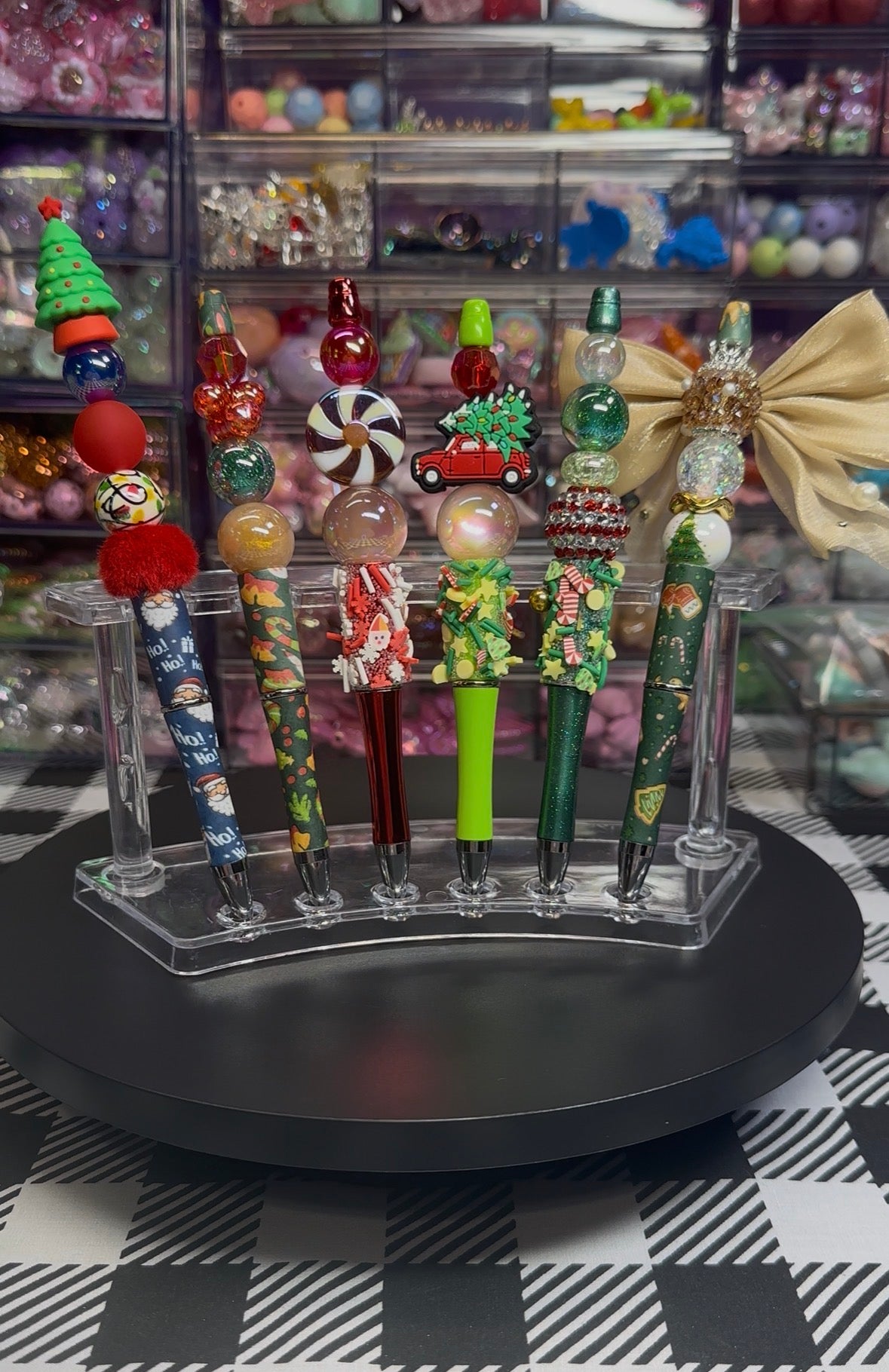 Beaded Pens with Christmas/Holiday Theme