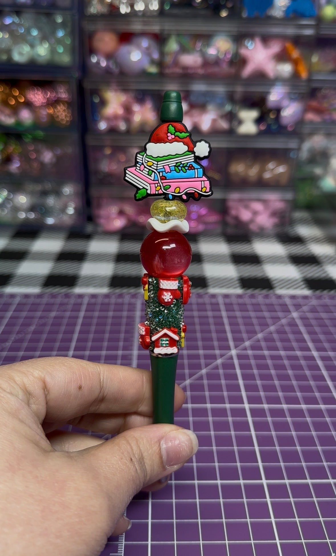 Beaded Pens with Christmas/Holiday Theme
