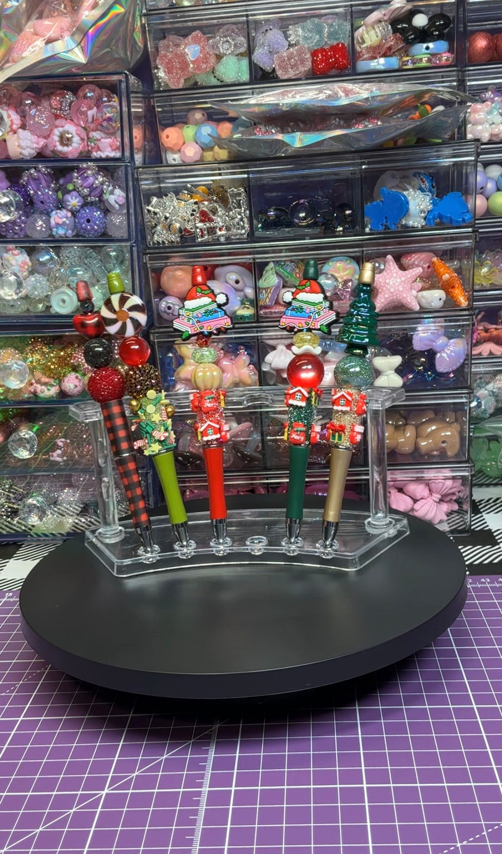 Beaded Pens with Christmas/Holiday Theme