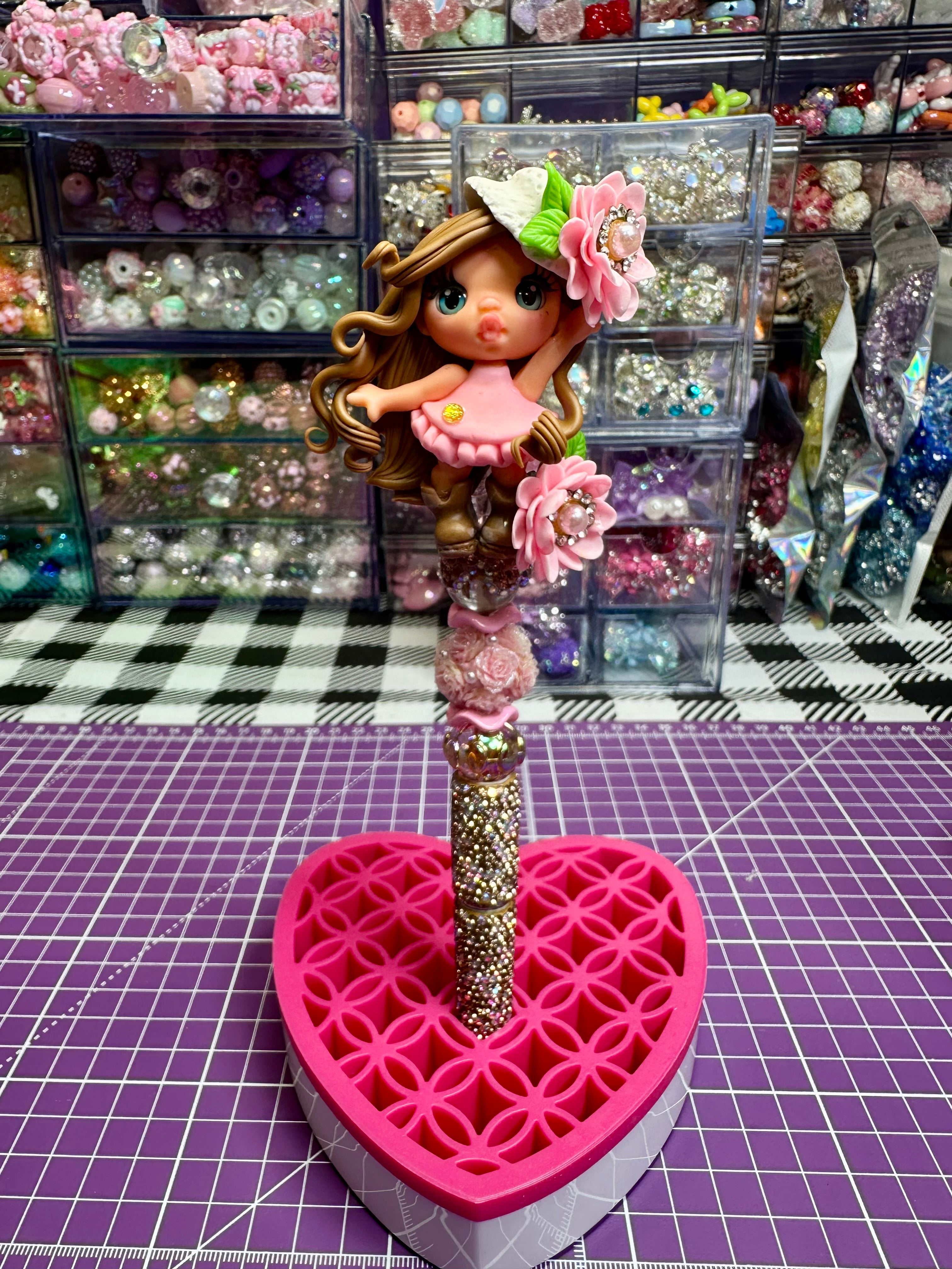 Beaded Pens with Clay Dolls