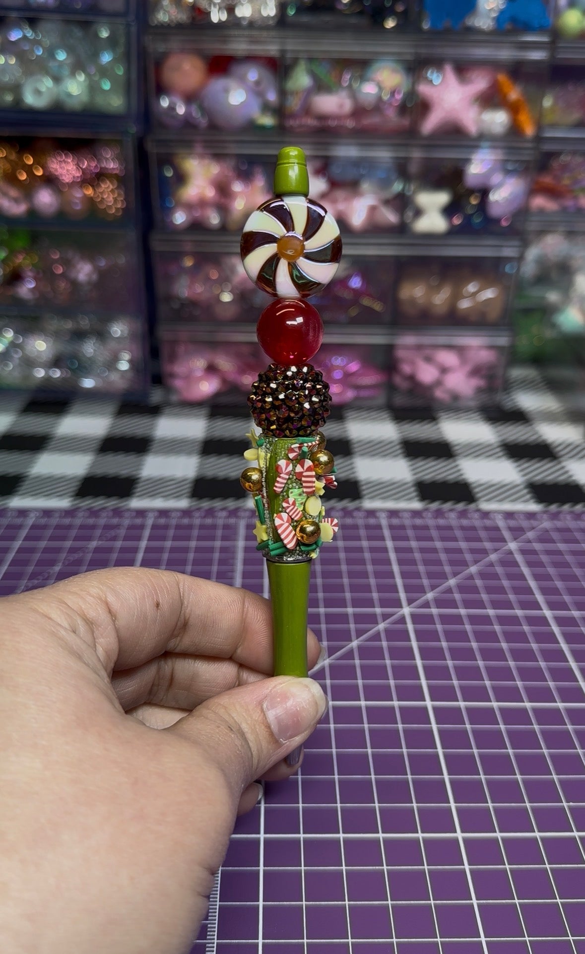 Beaded Pens with Christmas/Holiday Theme