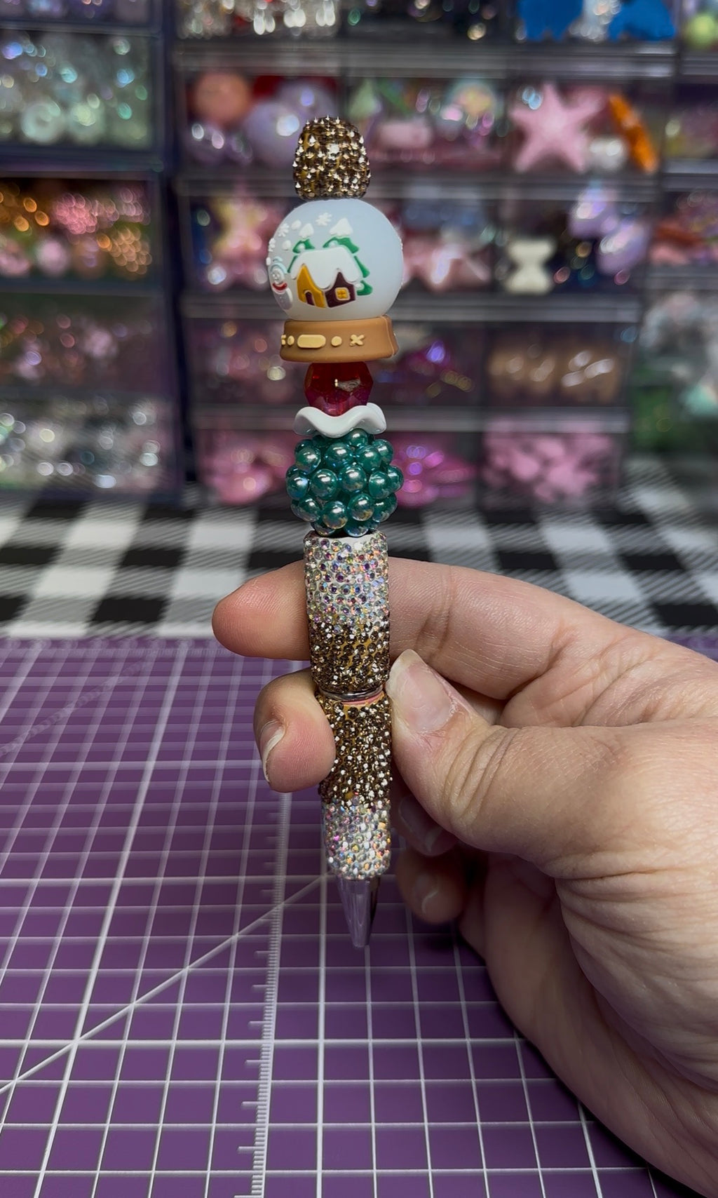 Beaded Pens with Christmas/Holiday Theme