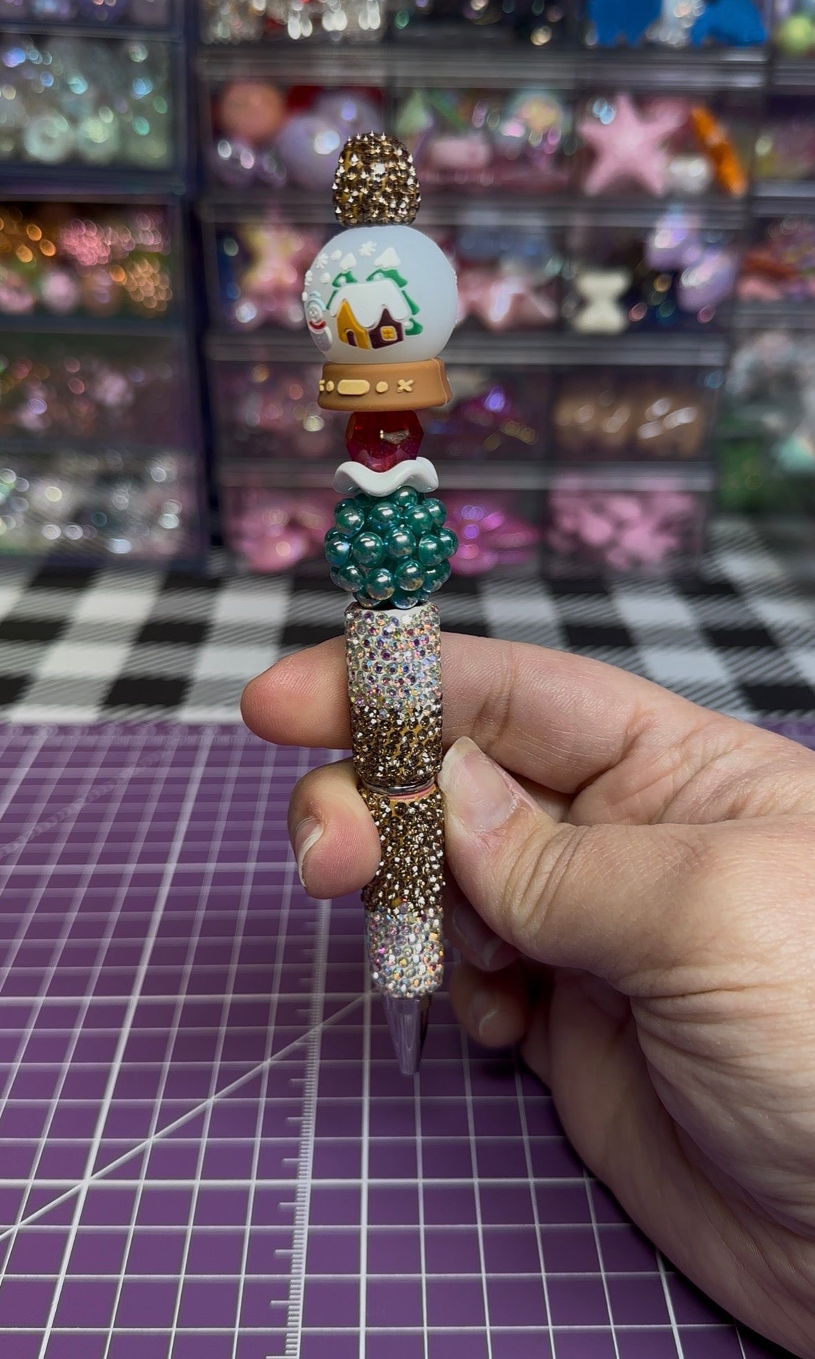 Beaded Pens with Christmas/Holiday Theme
