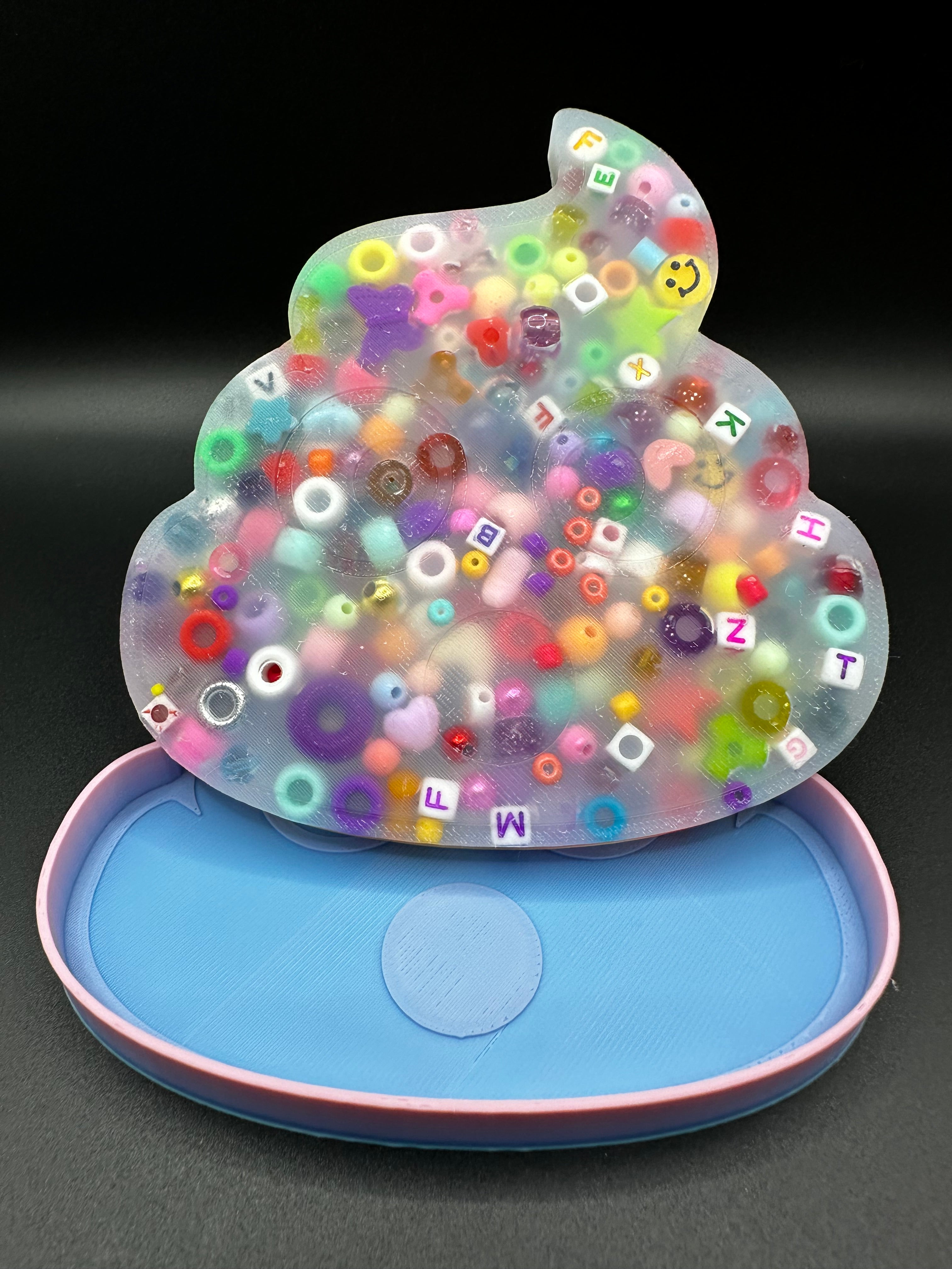 Poop Emoji Picky Bestie (Not Remeltable)- Colors May Vary. Limited Edition Fidget Toy for Anxiety Skin Picking Habits with 3D Printed Trays for Refills.