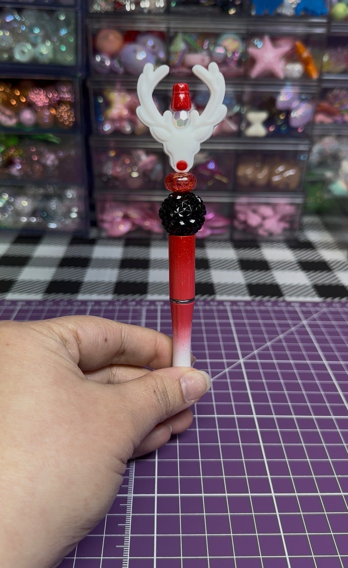 Beaded Pens with Christmas/Holiday Theme