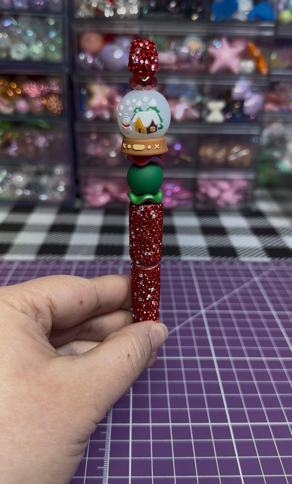 Beaded Pens with Christmas/Holiday Theme
