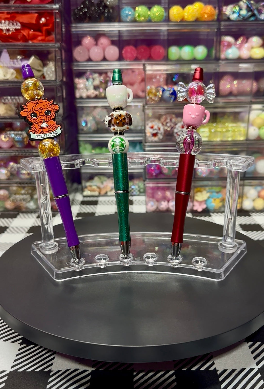 Beaded Pens with Coffee & Sweet Treats Designs