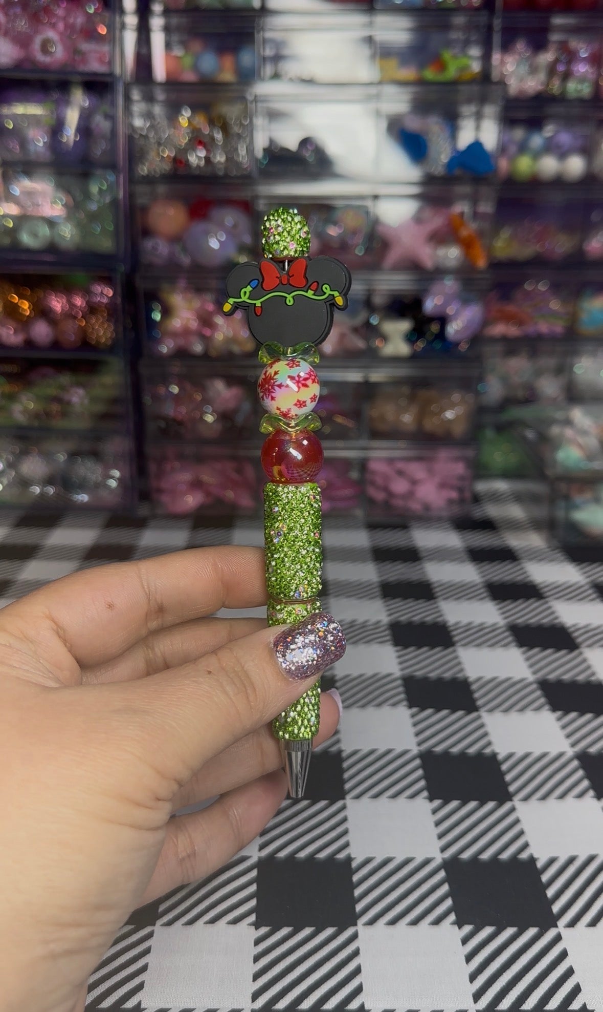 Beaded Pens with Christmas/Holiday Theme