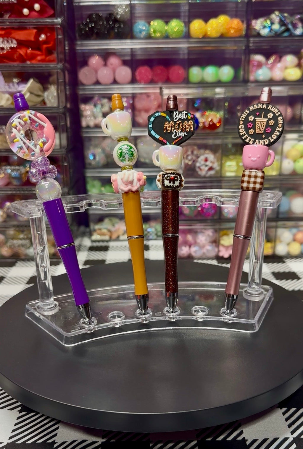 Beaded Pens with Coffee & Sweet Treats Designs