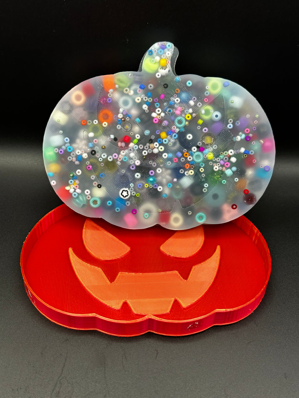 Jack O Lantern Picky Bestie (Not Remeltable)- Colors May Vary. Limited Edition Fidget Toy for Anxiety Skin Picking Habits with 3D Printed Trays for Refills.