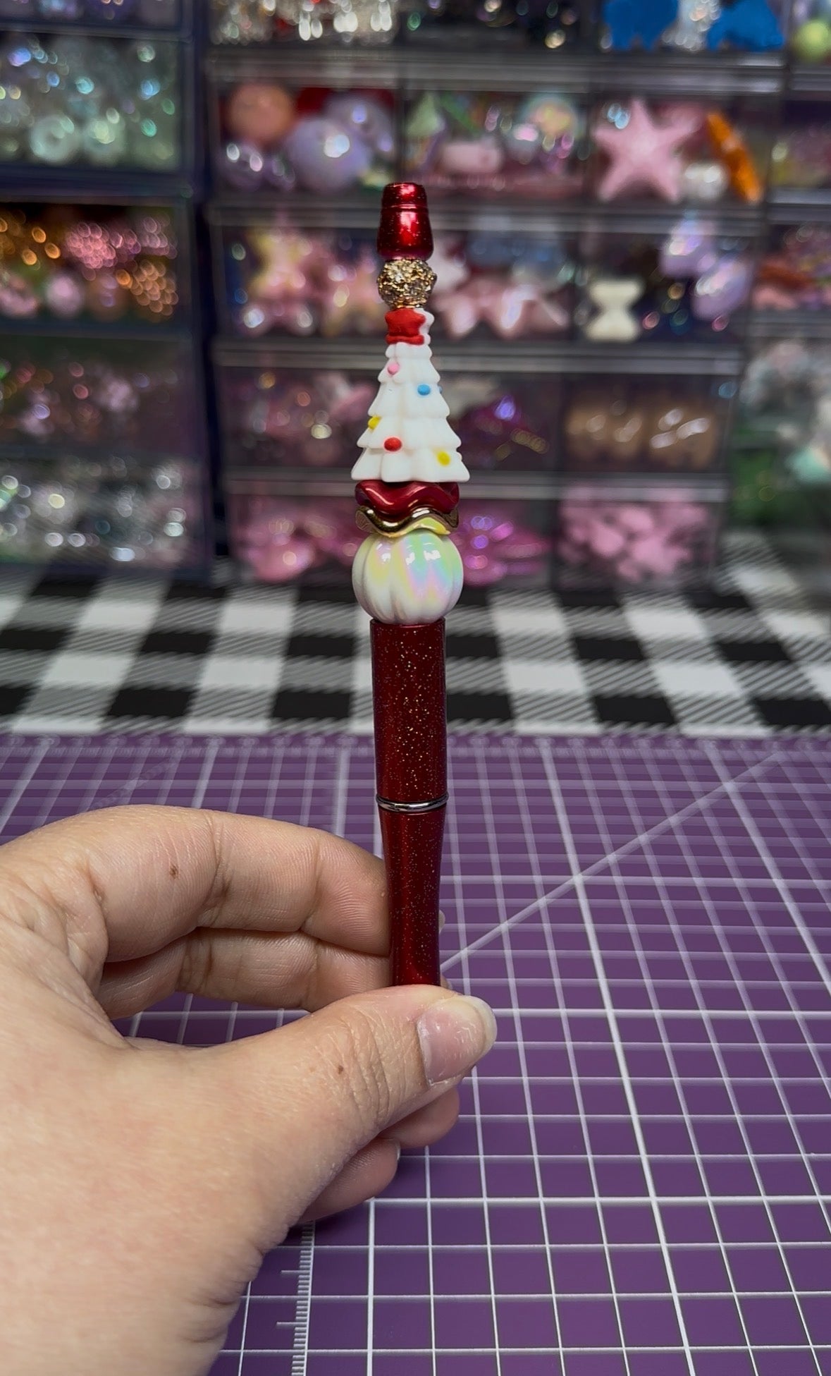 Beaded Pens with Christmas/Holiday Theme