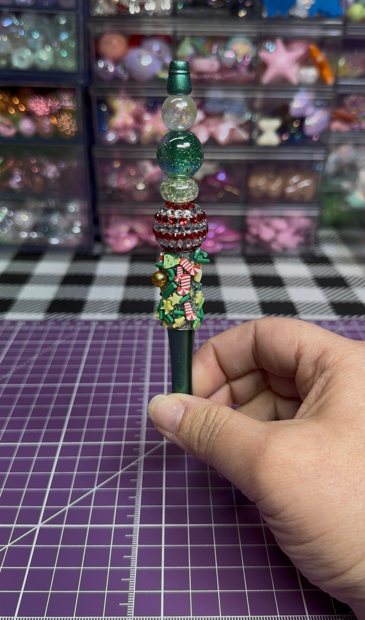 Beaded Pens with Christmas/Holiday Theme