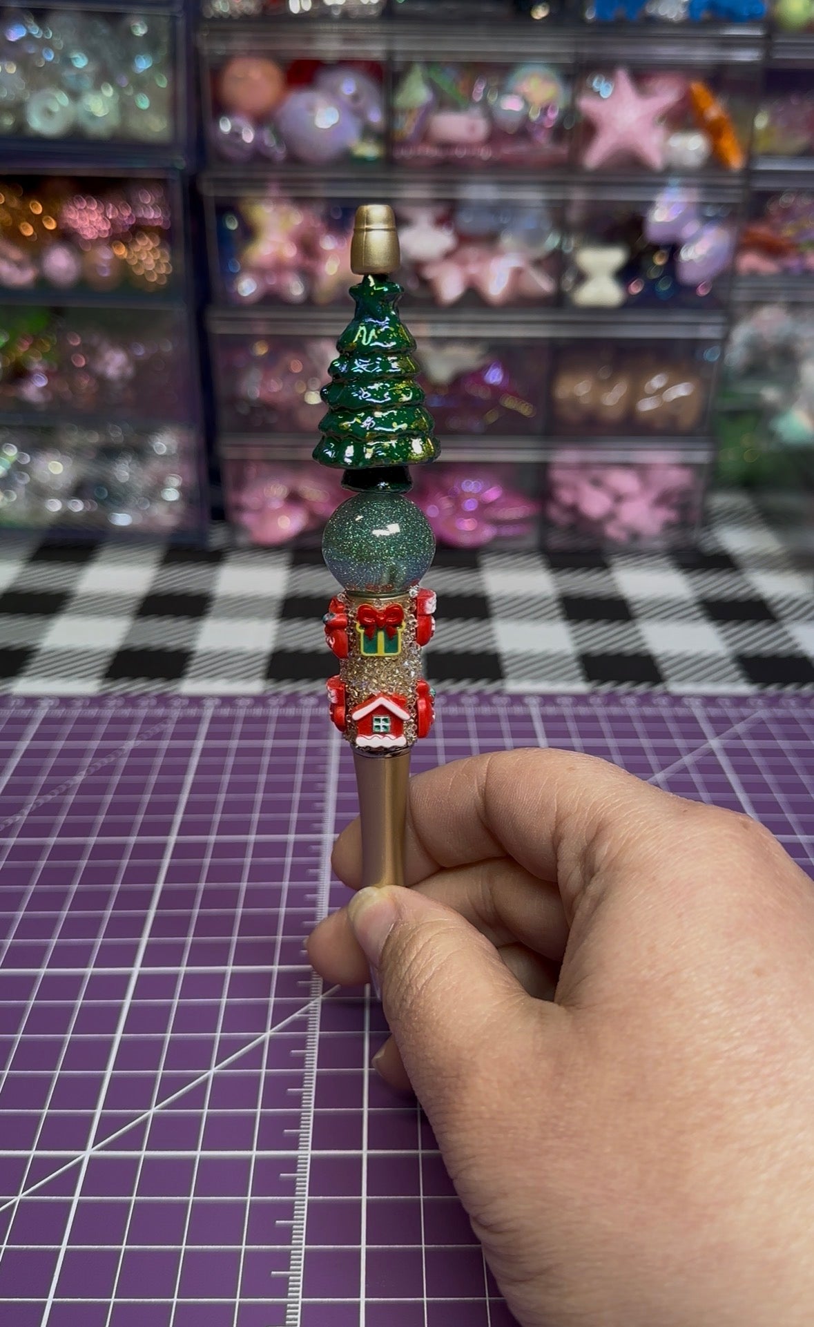 Beaded Pens with Christmas/Holiday Theme