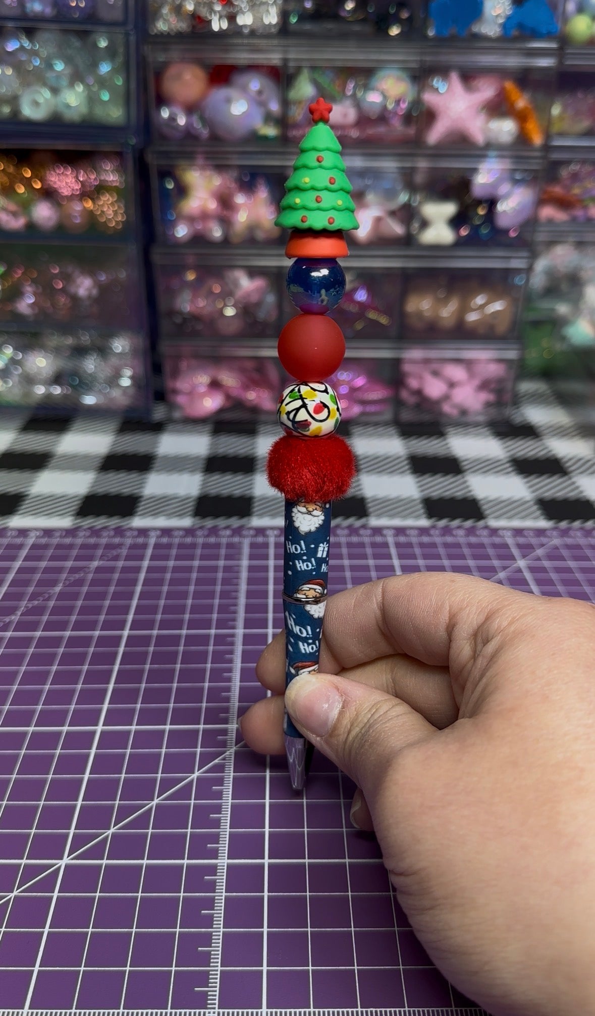 Beaded Pens with Christmas/Holiday Theme