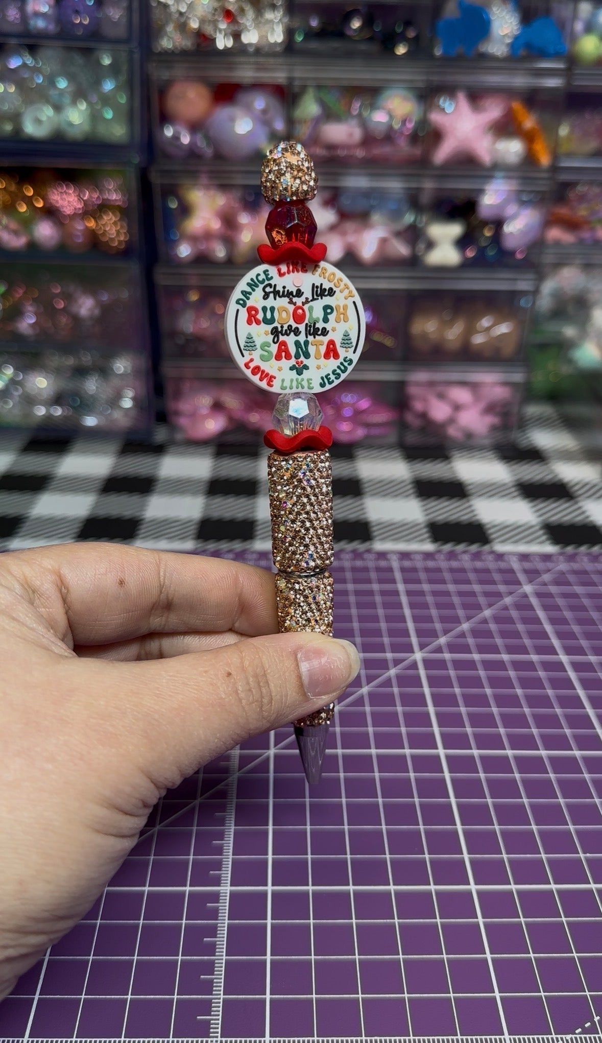 Beaded Pens with Christmas/Holiday Theme
