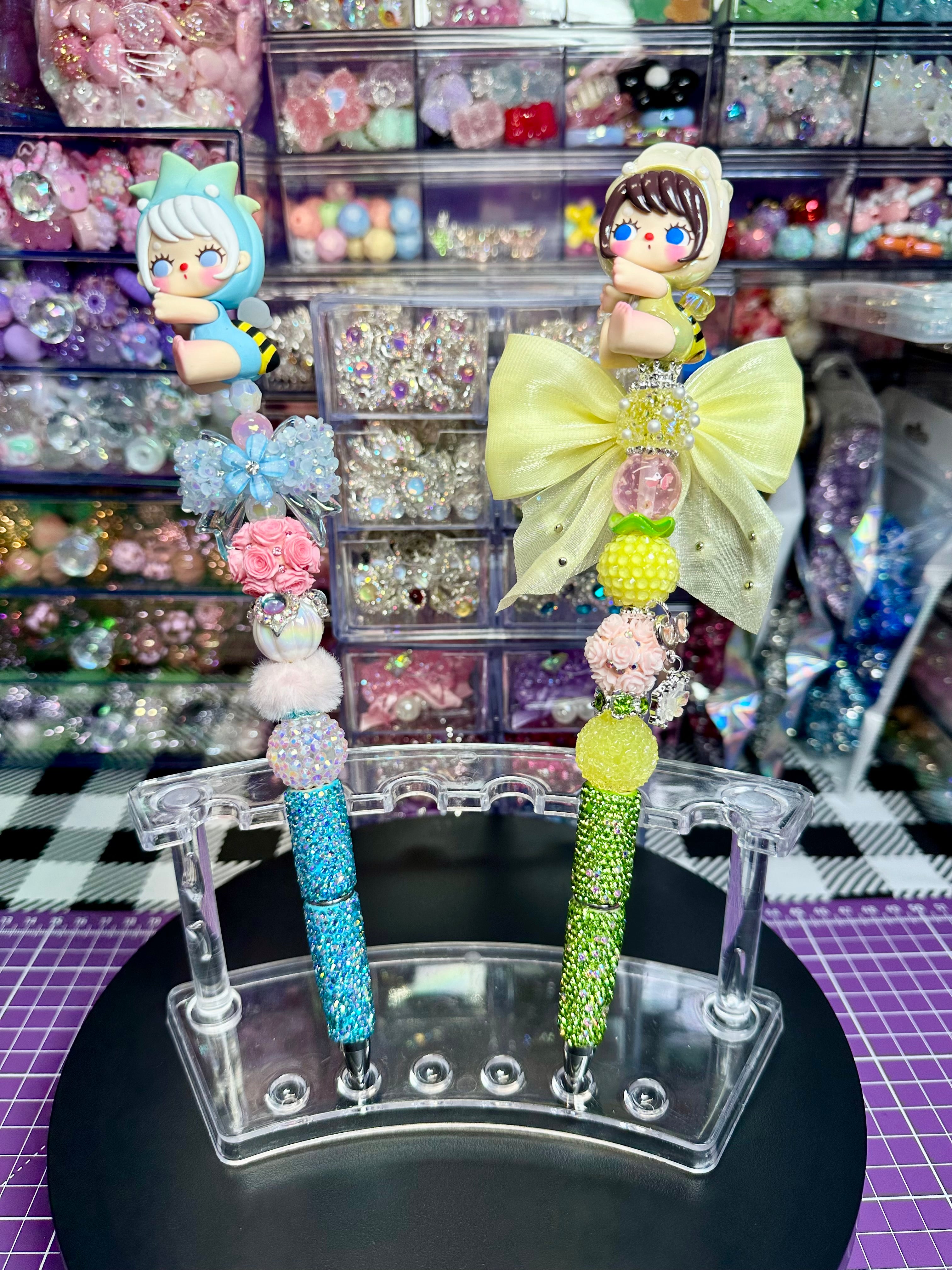 Beaded Pens with Doll Toppers
