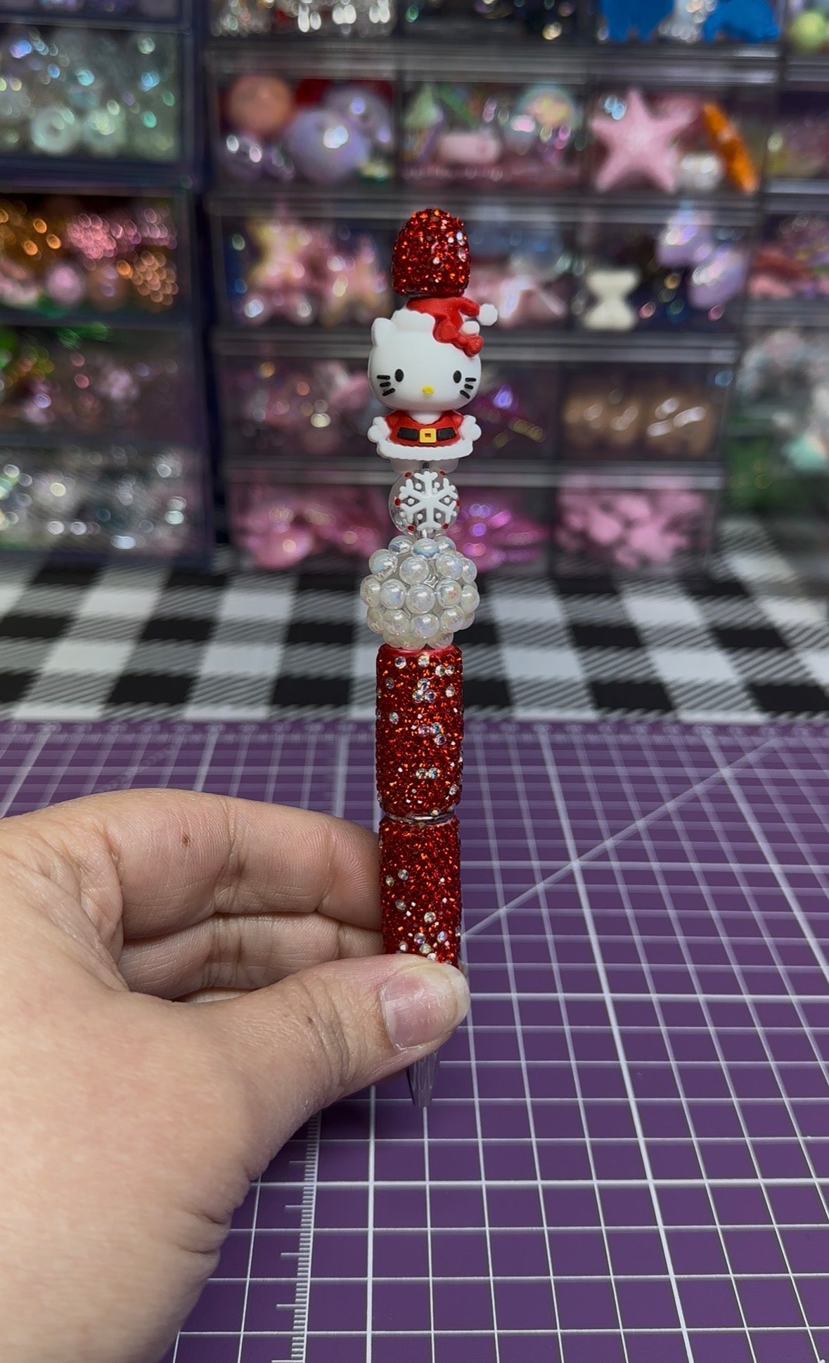 Beaded Pens with Christmas/Holiday Theme