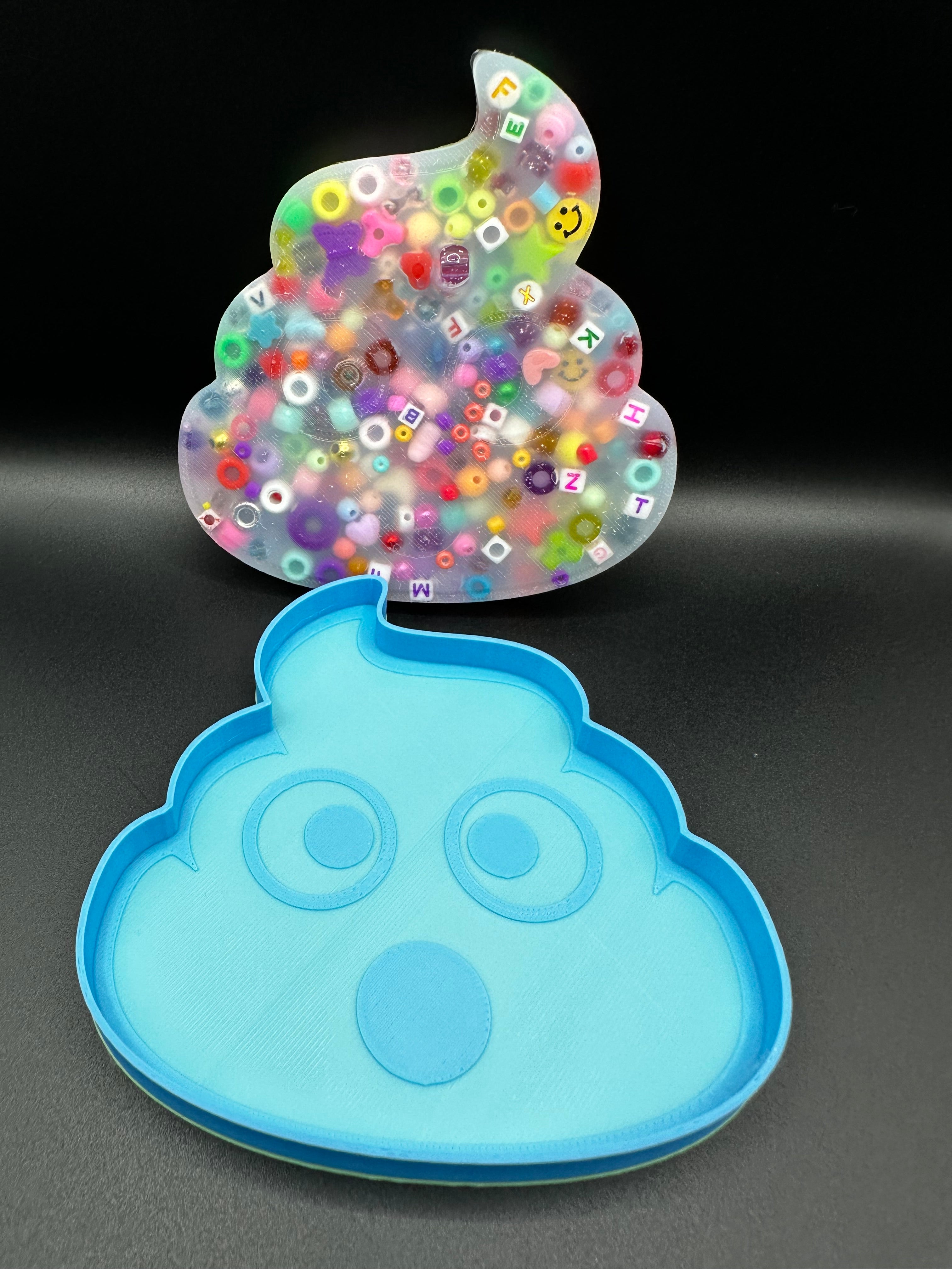 Poop Emoji Picky Bestie (Not Remeltable)- Colors May Vary. Limited Edition Fidget Toy for Anxiety Skin Picking Habits with 3D Printed Trays for Refills.