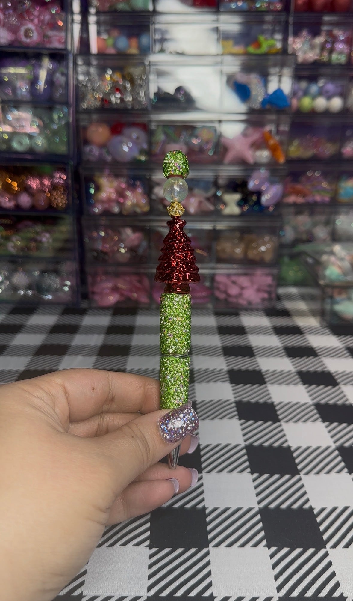 Beaded Pens with Christmas/Holiday Theme