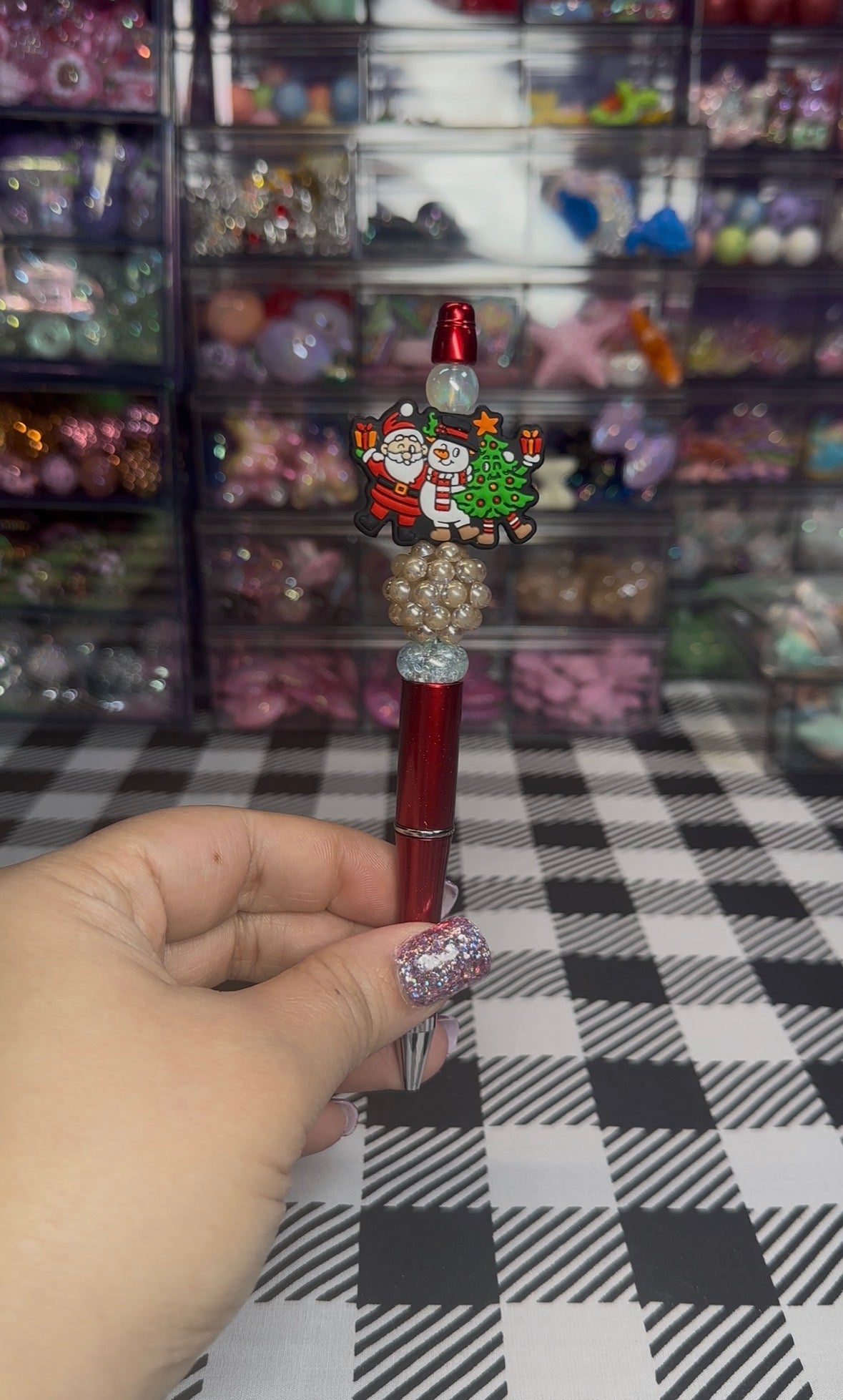 Beaded Pens with Christmas/Holiday Theme