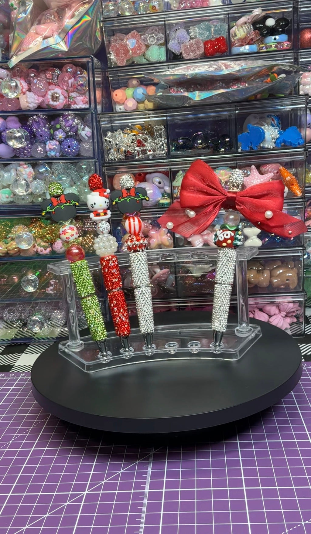 Beaded Pens with Christmas/Holiday Theme