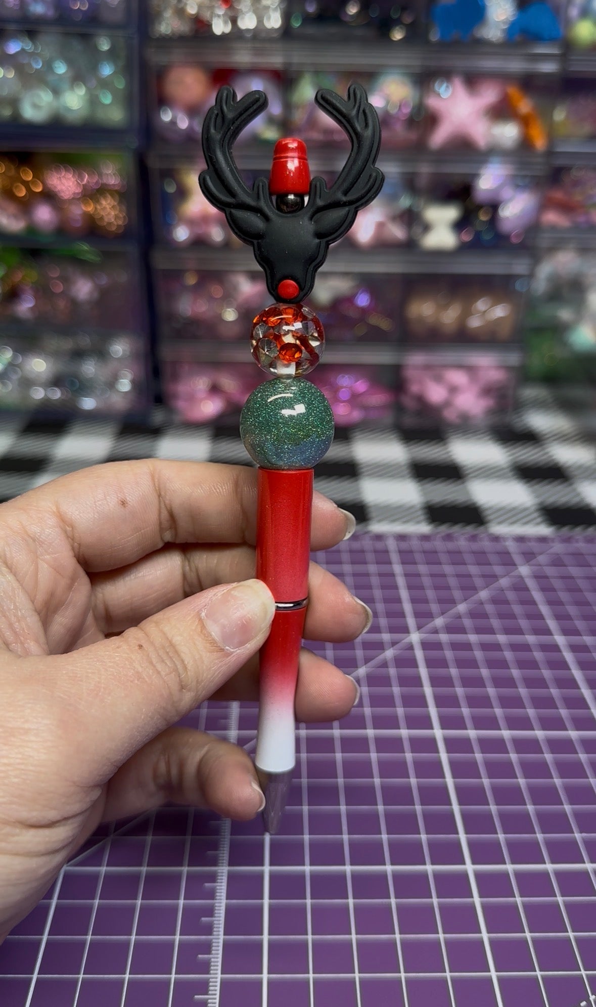 Beaded Pens with Christmas/Holiday Theme