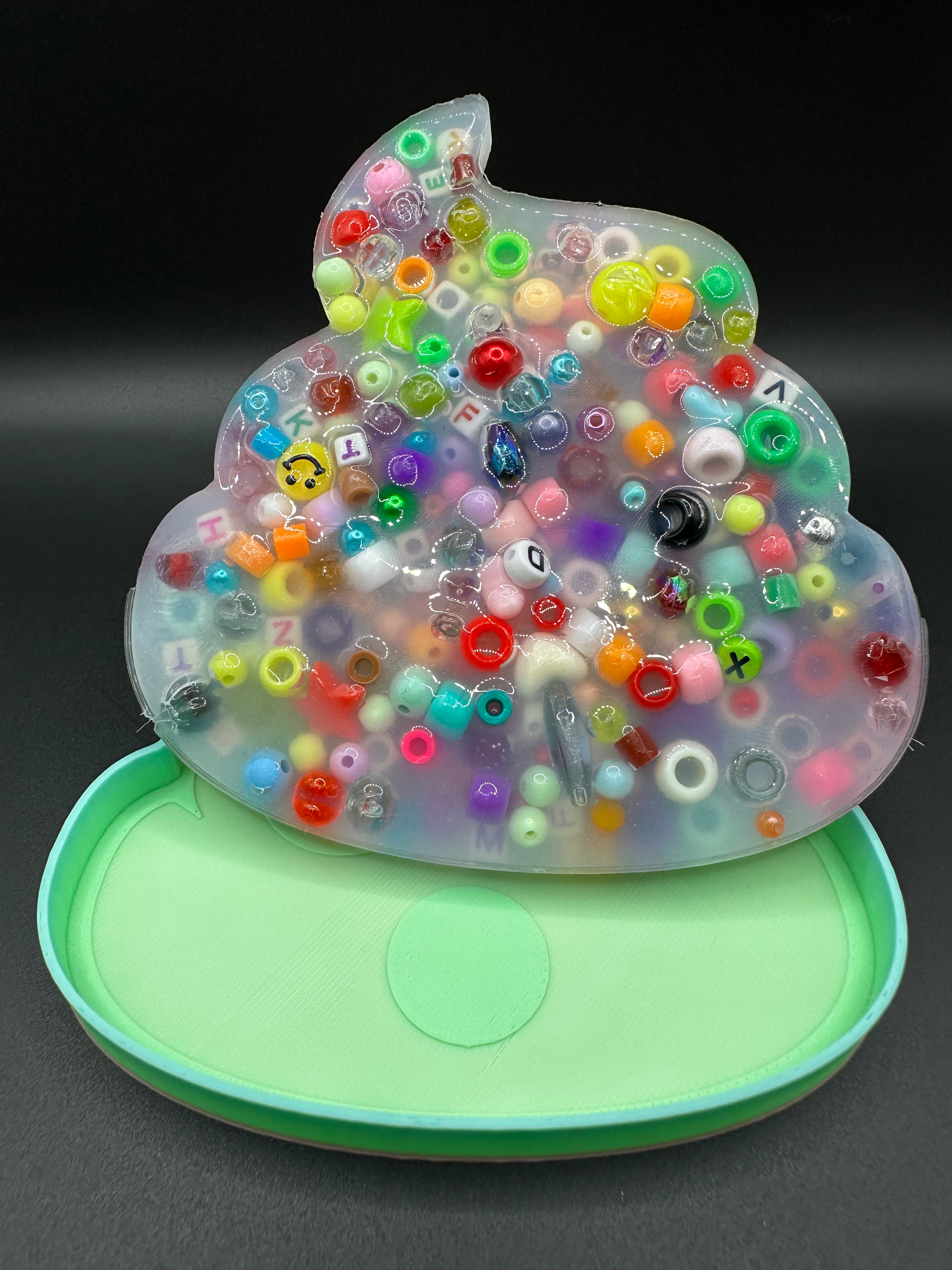 Poop Emoji Picky Bestie (Not Remeltable)- Colors May Vary. Limited Edition Fidget Toy for Anxiety Skin Picking Habits with 3D Printed Trays for Refills.