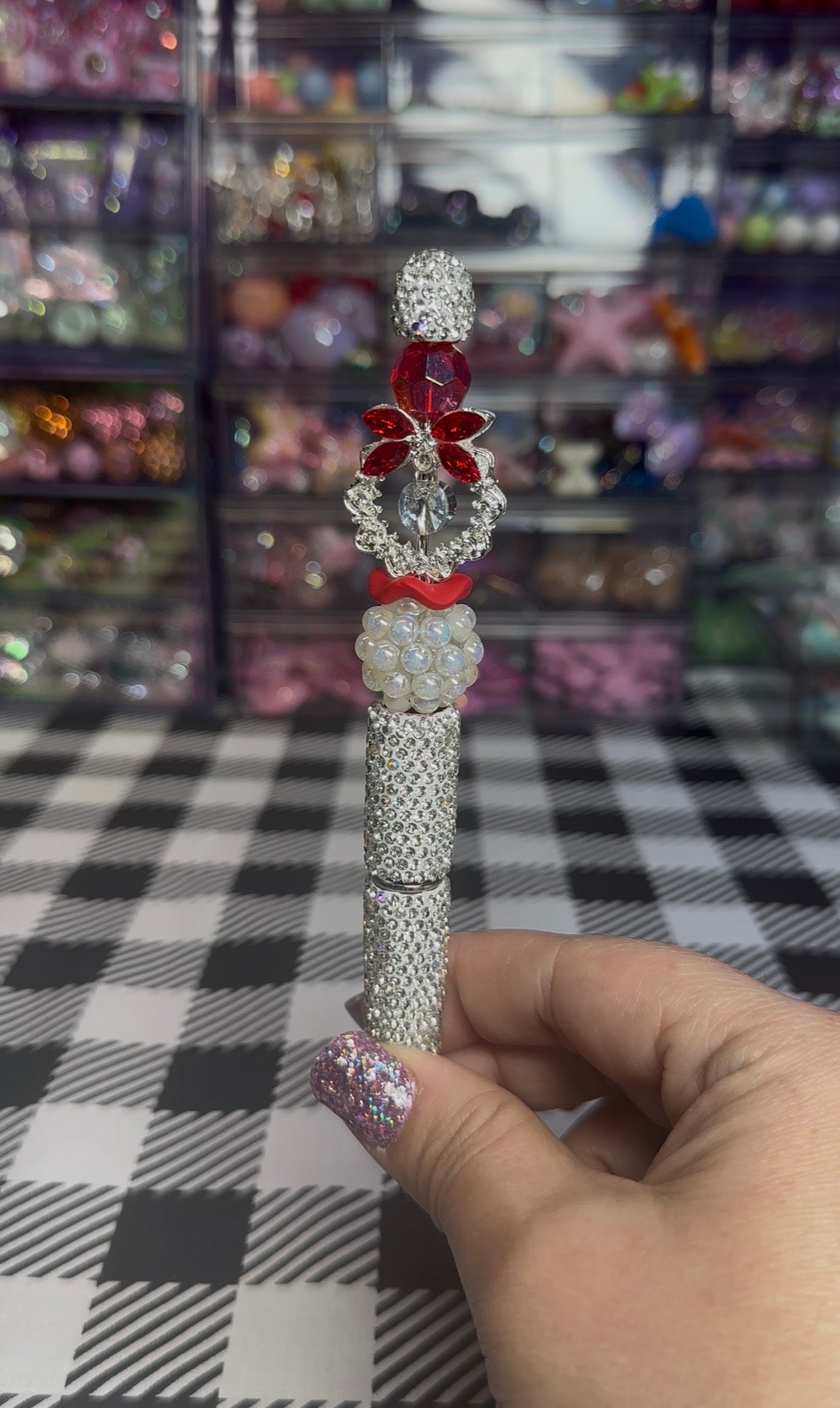 Beaded Pens with Christmas/Holiday Theme