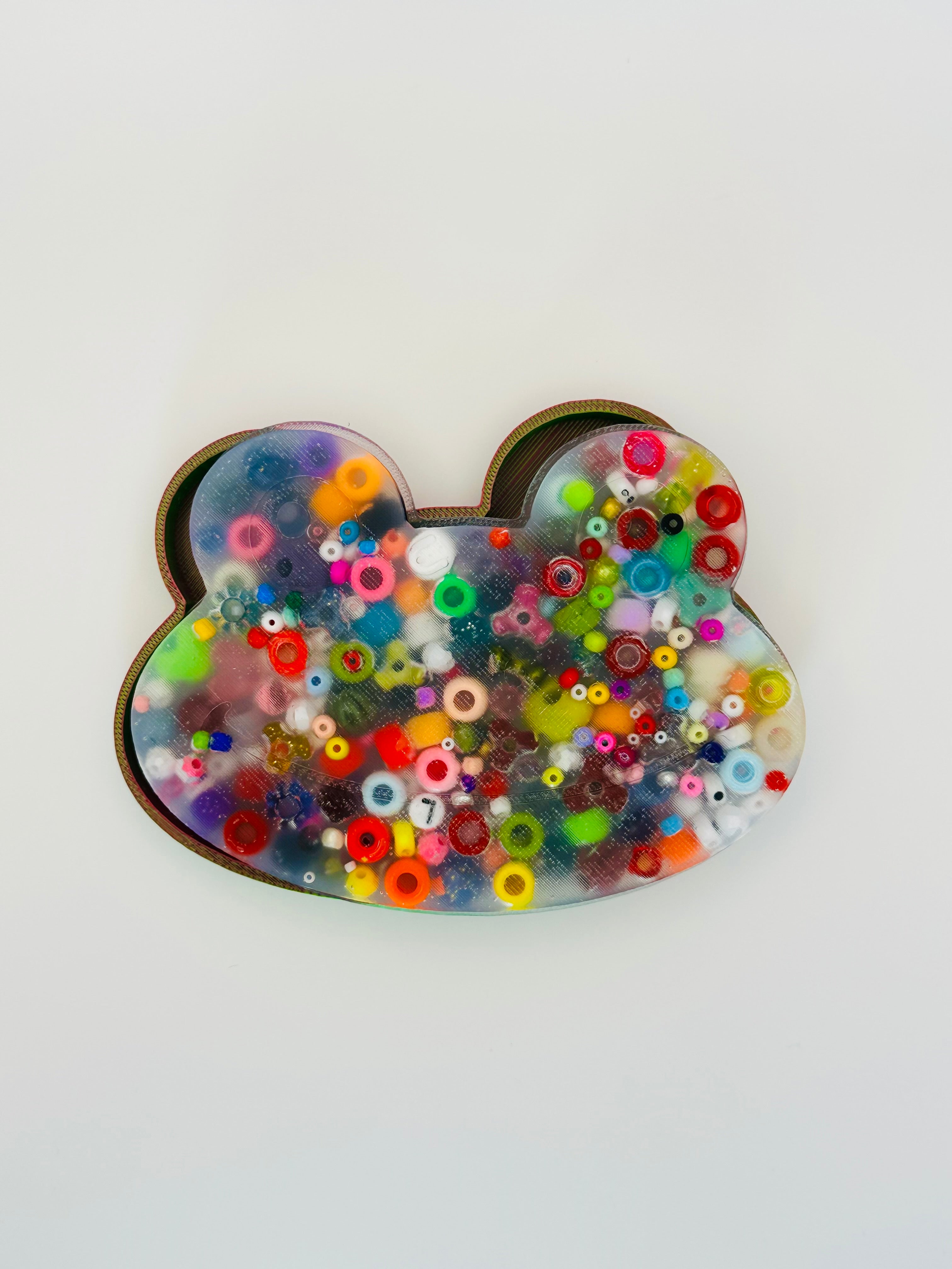 Large Froggy Picky Bestie (Not Remeltable)- Colors May Vary. Limited Edition Fidget Toy for Anxiety Skin Picking Habits with 3D Printed Trays for Refills.