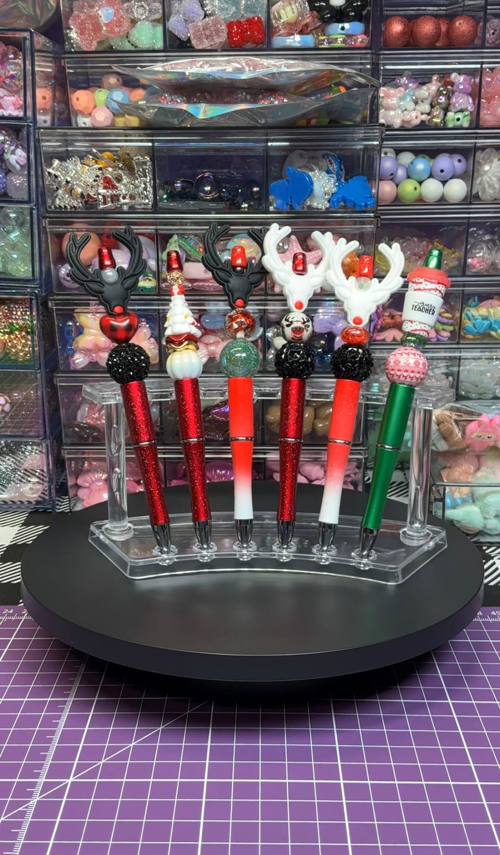 Beaded Pens with Christmas/Holiday Theme
