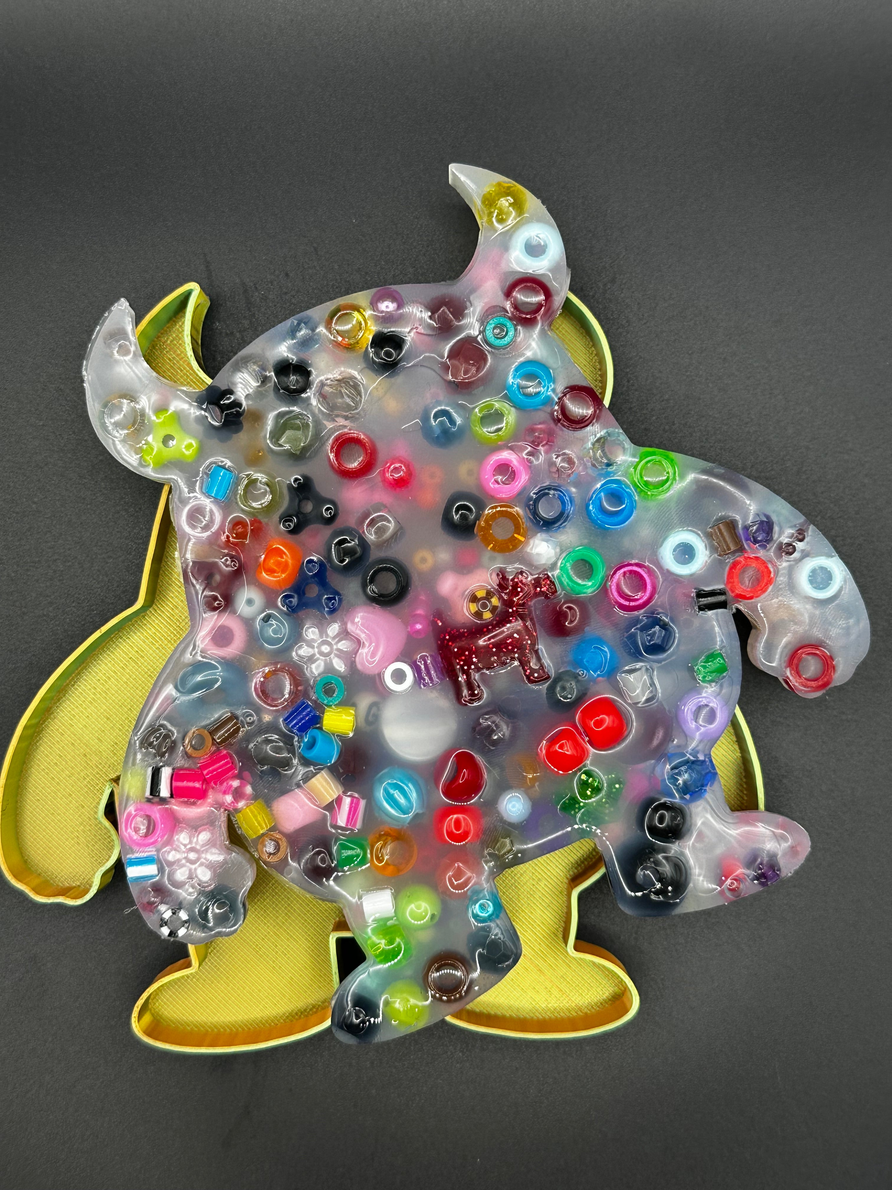 Large Angry Monster Picky Bestie (Not Remeltable)- Colors May Vary. Limited Edition Fidget Toy for Anxiety Skin Picking Habits with 3D Printed Trays for Refills.