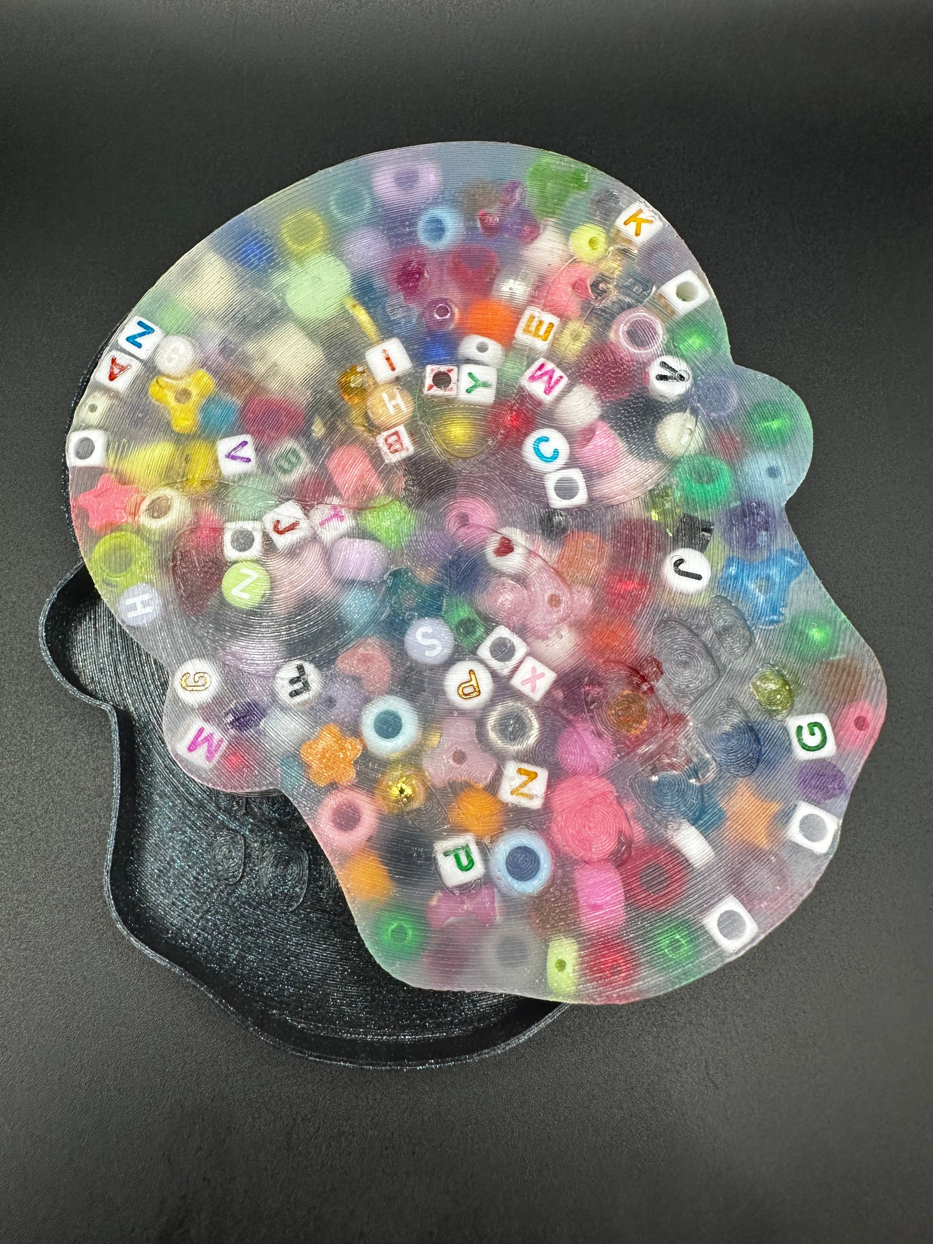 Scary Skull Picky Bestie (Not Remeltable)- Colors May Vary. Limited Edition Fidget Toy for Anxiety Skin Picking Habits with 3D Printed Trays for Refills.