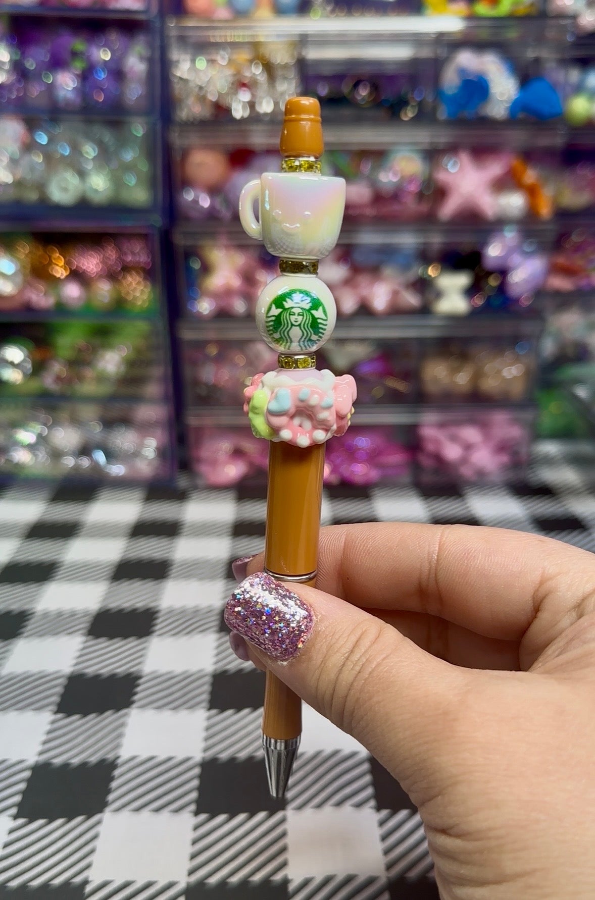 Beaded Pens with Coffee & Sweet Treats Designs