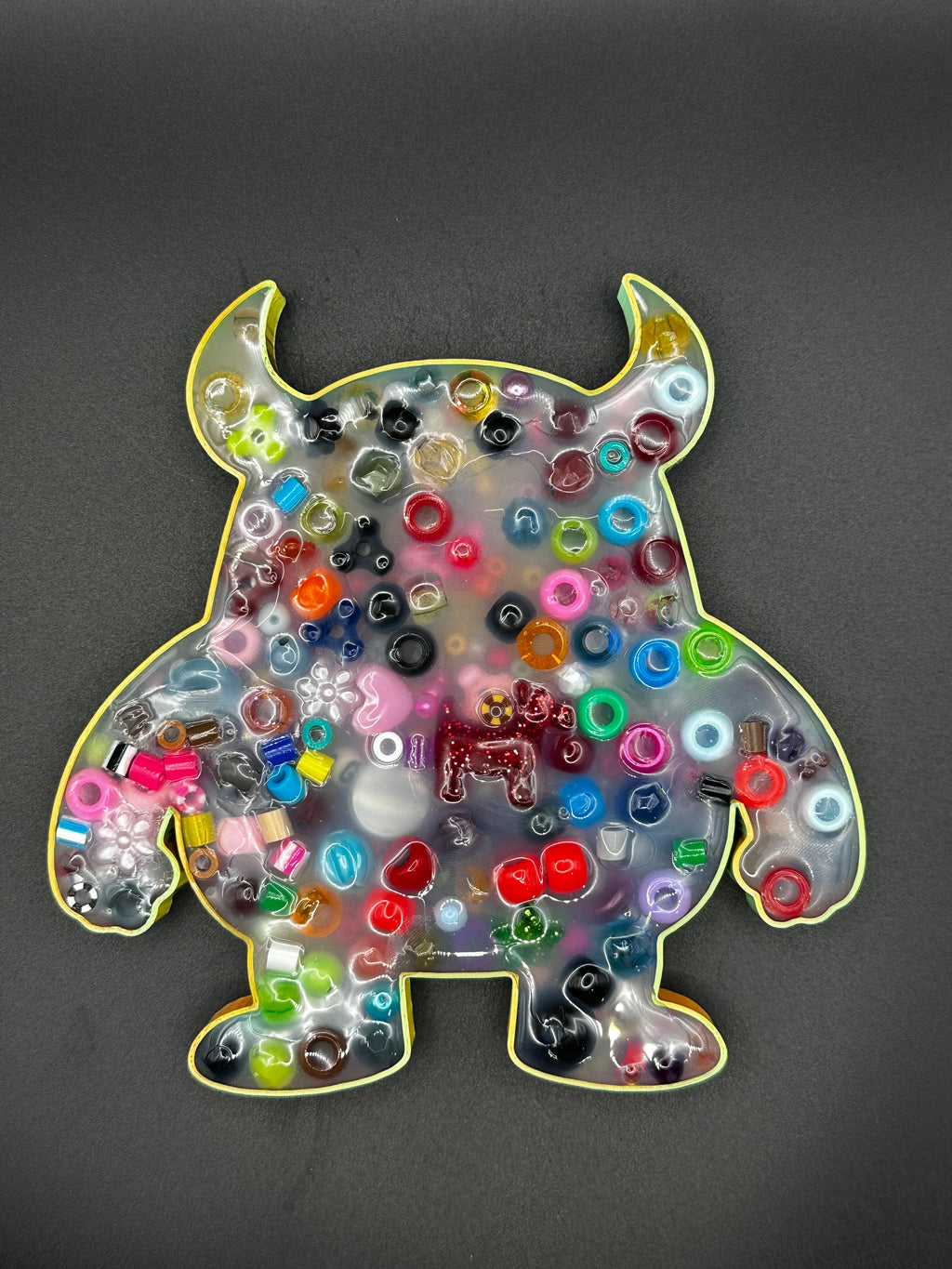 Large Angry Monster Picky Bestie (Not Remeltable)- Colors May Vary. Limited Edition Fidget Toy for Anxiety Skin Picking Habits with 3D Printed Trays for Refills.