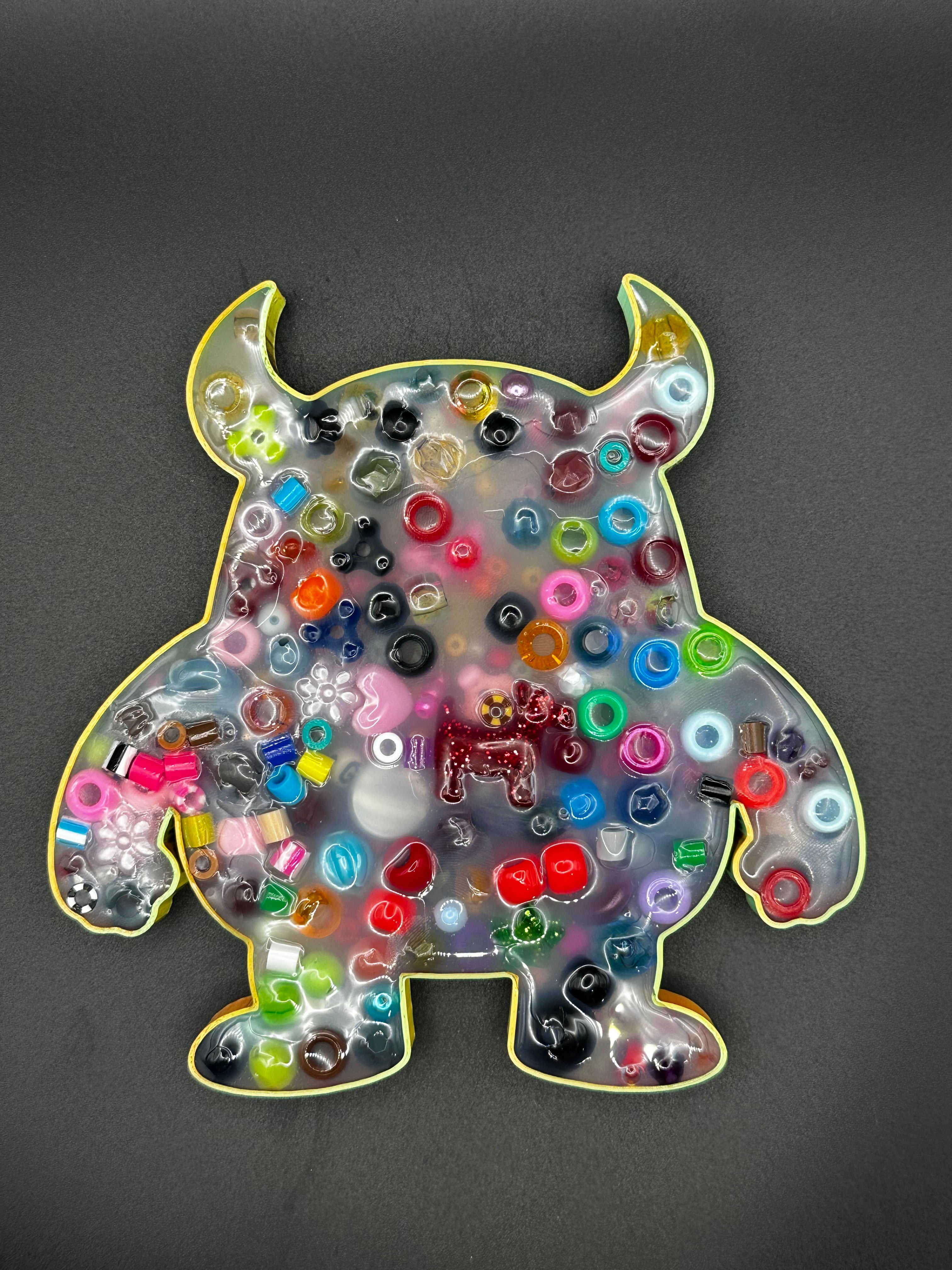 Large Angry Monster Picky Bestie (Not Remeltable)- Colors May Vary. Limited Edition Fidget Toy for Anxiety Skin Picking Habits with 3D Printed Trays for Refills.