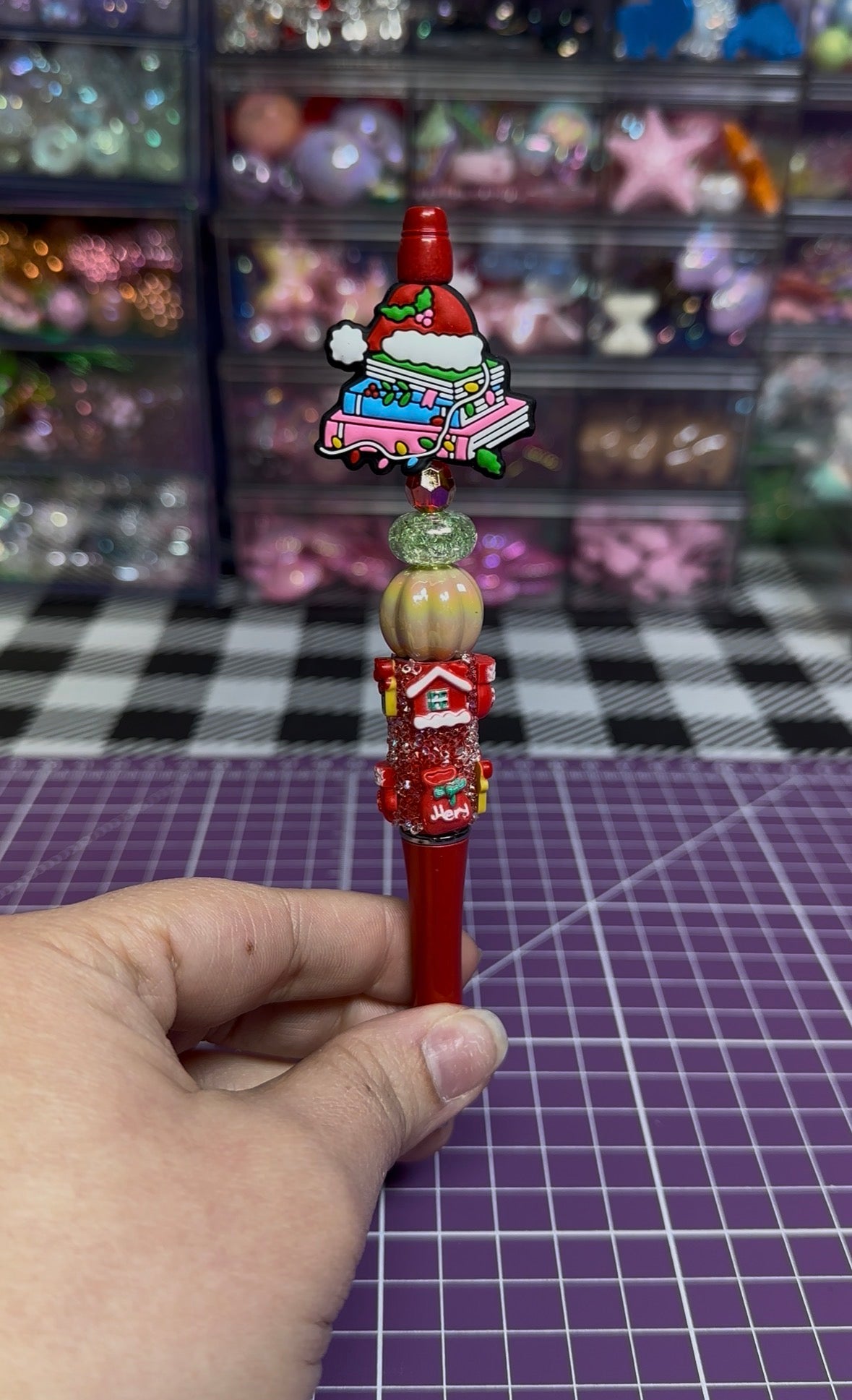 Beaded Pens with Christmas/Holiday Theme