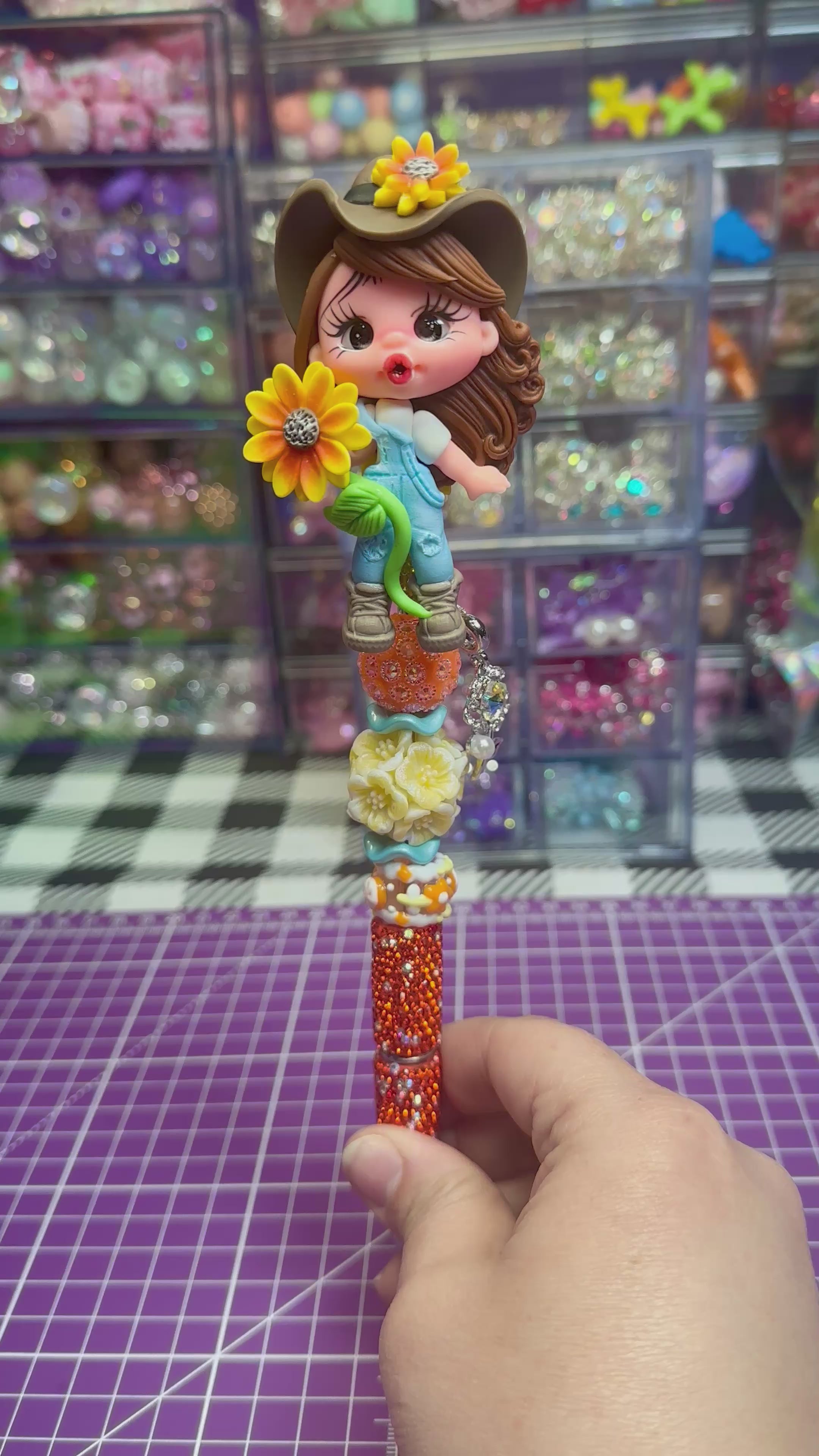 Beaded Pens with Clay Dolls