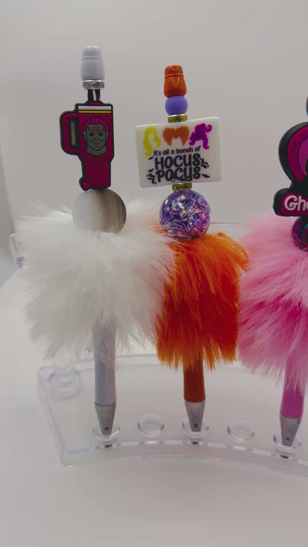 Fluffy Beaded Pens - Unique Design with Colorful Beads and Fluffy Tassels - Hocus Pocus & Ghostface Themes Included