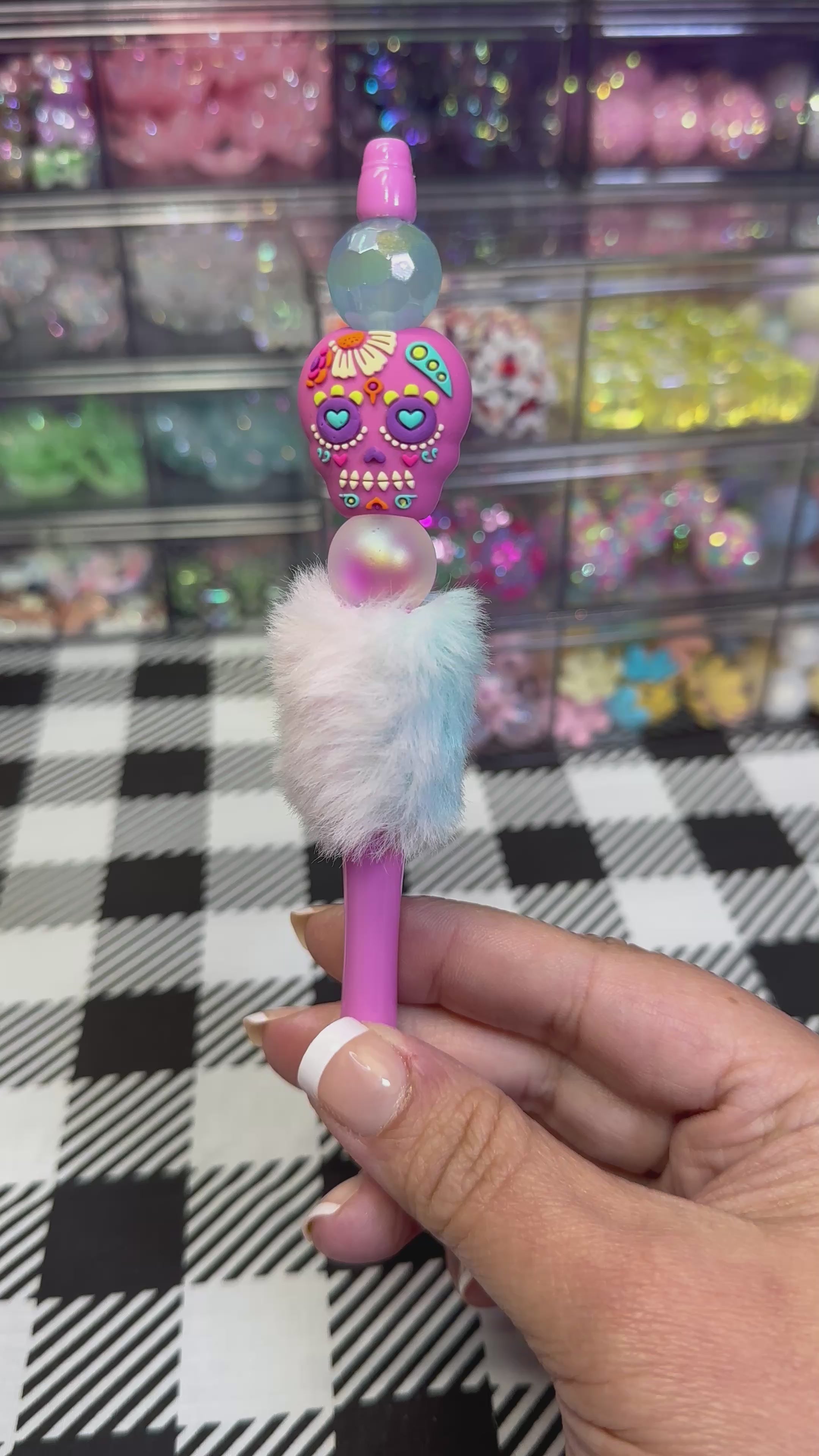 Fluffy Beaded Pens - Unique Design with Colorful Beads and Fluffy Tassels - Hocus Pocus & Ghostface Themes Included