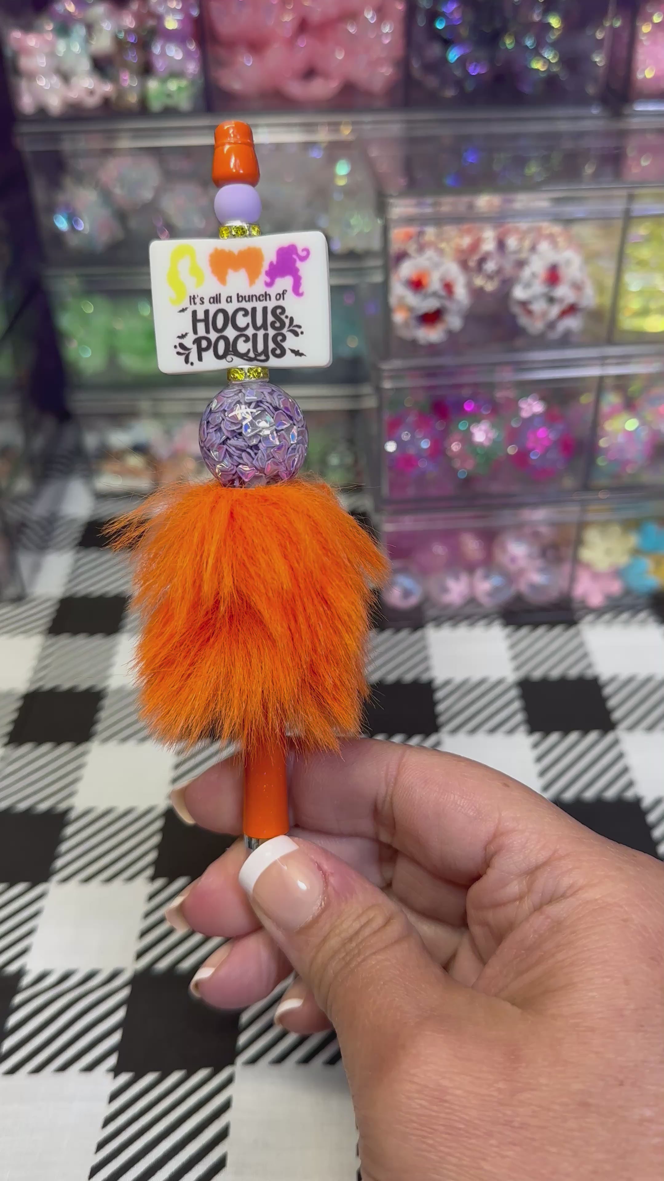 Fluffy Beaded Pens - Unique Design with Colorful Beads and Fluffy Tassels - Hocus Pocus & Ghostface Themes Included