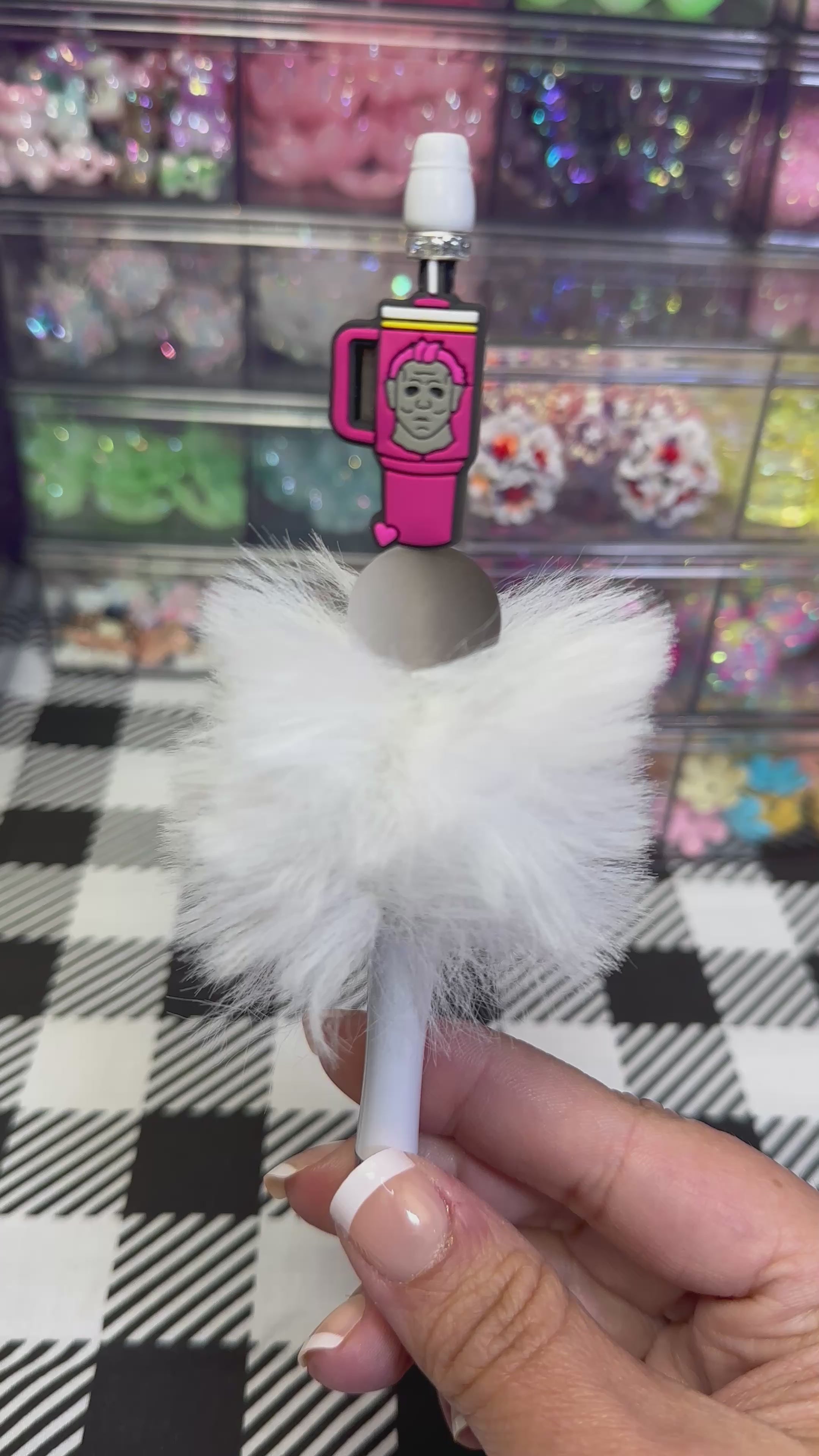 Fluffy Beaded Pens - Unique Design with Colorful Beads and Fluffy Tassels - Hocus Pocus & Ghostface Themes Included