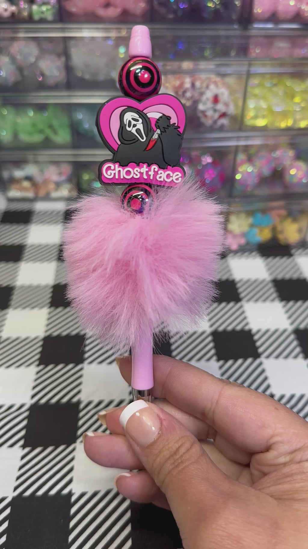 Fluffy Beaded Pens - Unique Design with Colorful Beads and Fluffy Tassels - Hocus Pocus & Ghostface Themes Included