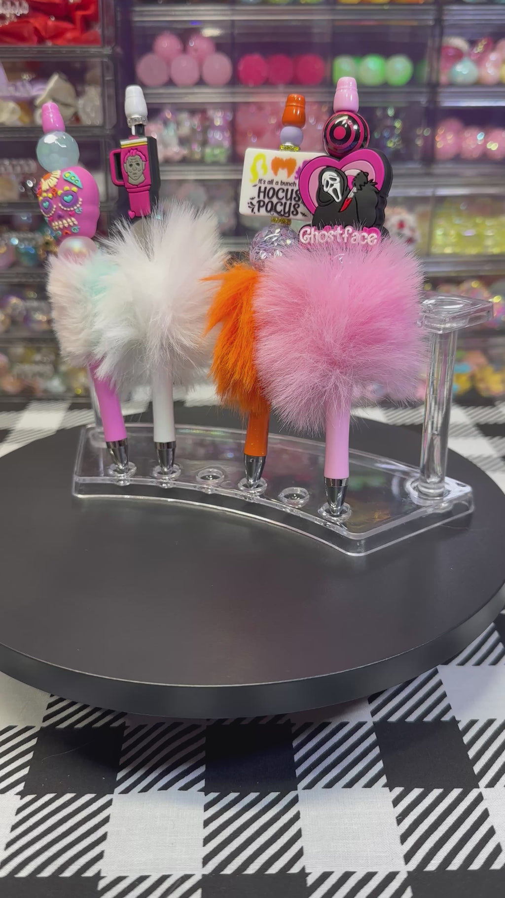 Fluffy Beaded Pens - Unique Design with Colorful Beads and Fluffy Tassels - Hocus Pocus & Ghostface Themes Included