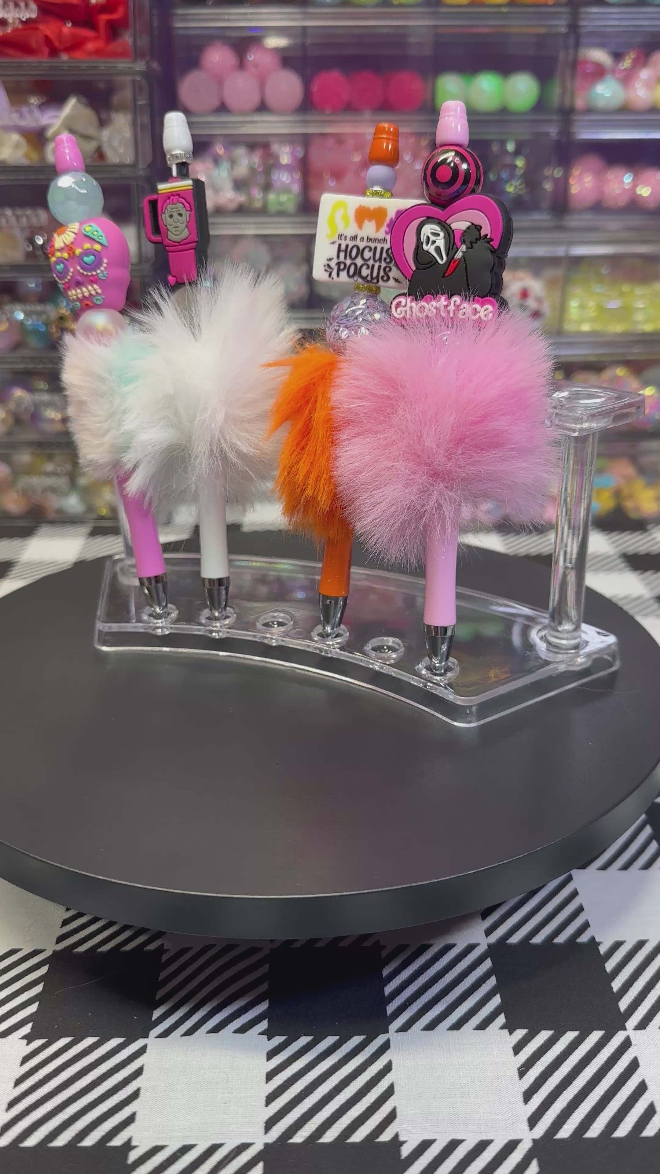 Fluffy Beaded Pens - Unique Design with Colorful Beads and Fluffy Tassels - Hocus Pocus & Ghostface Themes Included